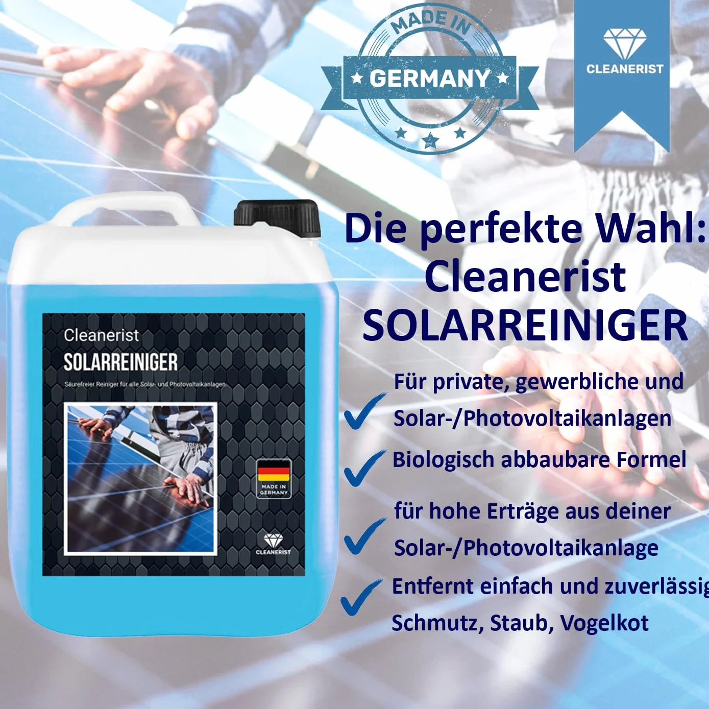 Detergente concentrato 1:50 per impianti fotovoltaici e pannelli solari 10 l AP24