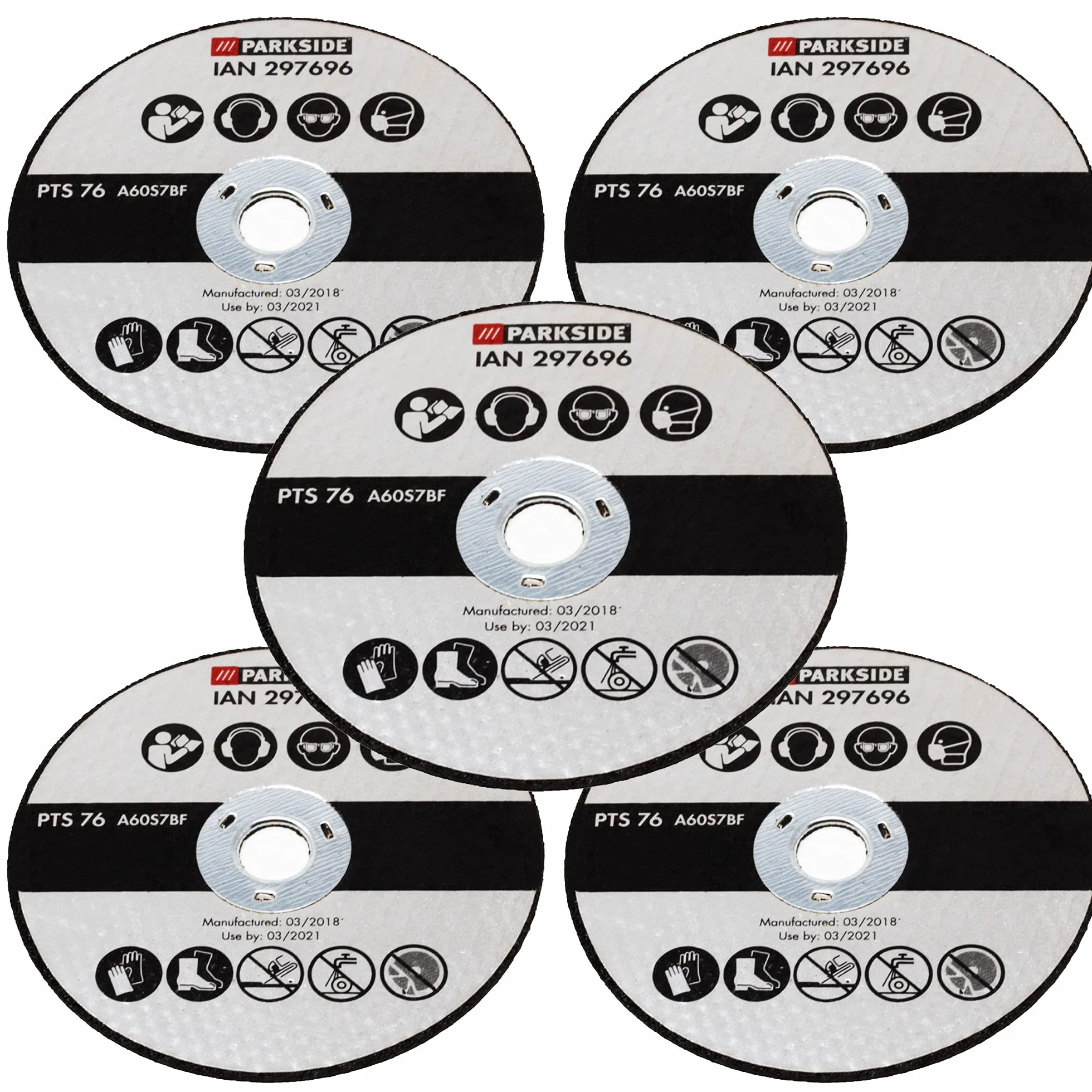Parkside - 5 x disco abrasivo per smerigliatrice angolare a batteria Parkside PWSA 12 B1 LIDL IAN 312027 (set da 5)