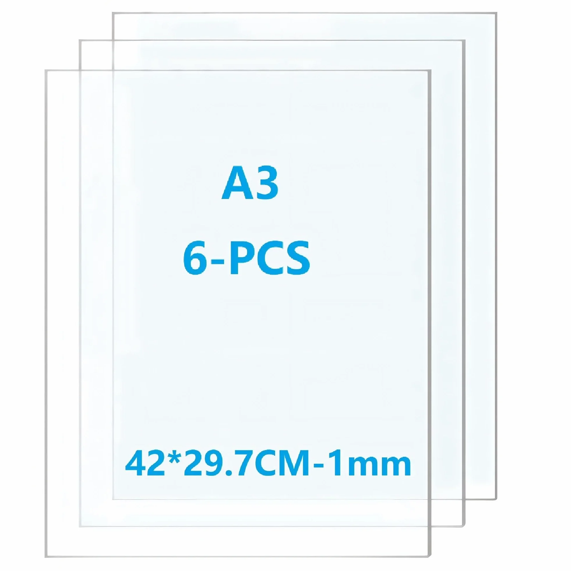 Taiyeestar 6 Pezzi Foglio Acrilico A3 Trasparente Plastica da 1 mm, Pannello Acrilica Trasparente da 42 x 29.7cm, Fogli Acrilici Trasparenti per Display, Cornice, Pittura, Stampa