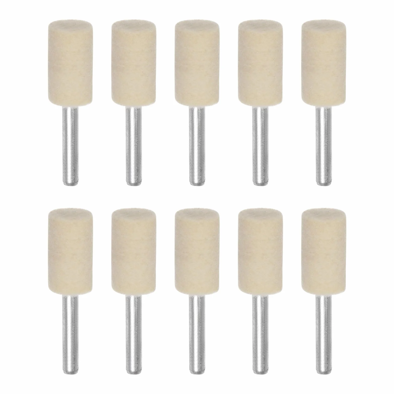 QUARKZMAN 10pz Punte Mandrino Montate Feltro Lana 16mm Testa 1/4 Pollici Supporto Cilindro Lucidatura Punta Trapano Feltro Lucidatura Ruota per Strumento Rotante