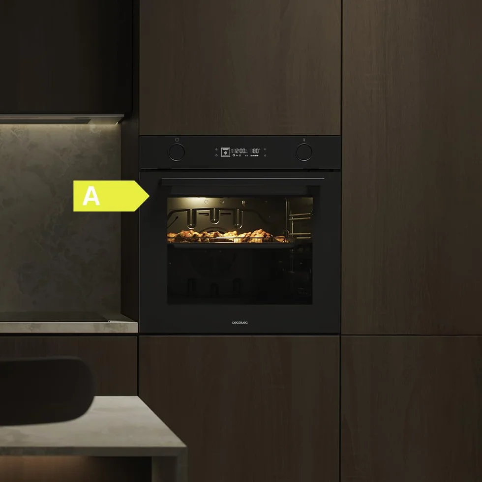 Cecotec Forno Multifunzione da Incasso - Air Fryer Bolero Hexa Af326000 Glass Black A. 2800W, 73L, 12 Funzioni, Basso Consumo, Steam Base XXL, Steam Assist, Steam Easyclean, Pizza Master, Modalità Eco