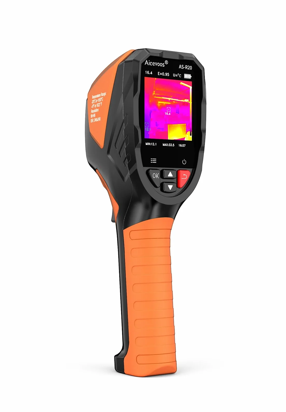 Termocamera compatta R20, SuperIR risoluzione IR 240x240 con termocamera visibile, Frequenza di aggiornamento 25Hz compatibile con SuperIR, range di misurazione da -4 °F a 1022 °F, campo visi