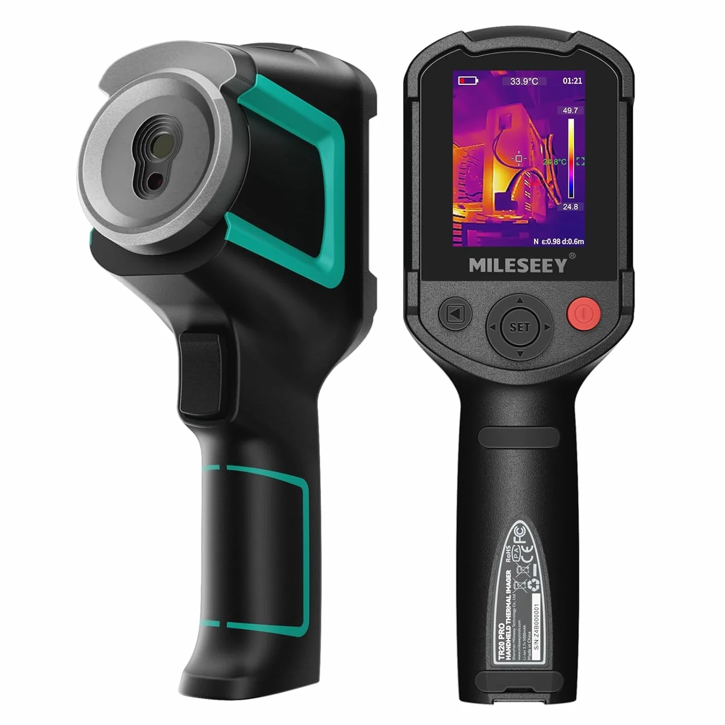 MILESEEY Termocamera Portatile, TR20 PRO Termocamera con Risoluzione IR 320×240, Frequenza di Aggiornamento 50 Hz, NETD ≤ 40 mk, Telecamera Duale Portatile, Analisi Tramite Software per PC