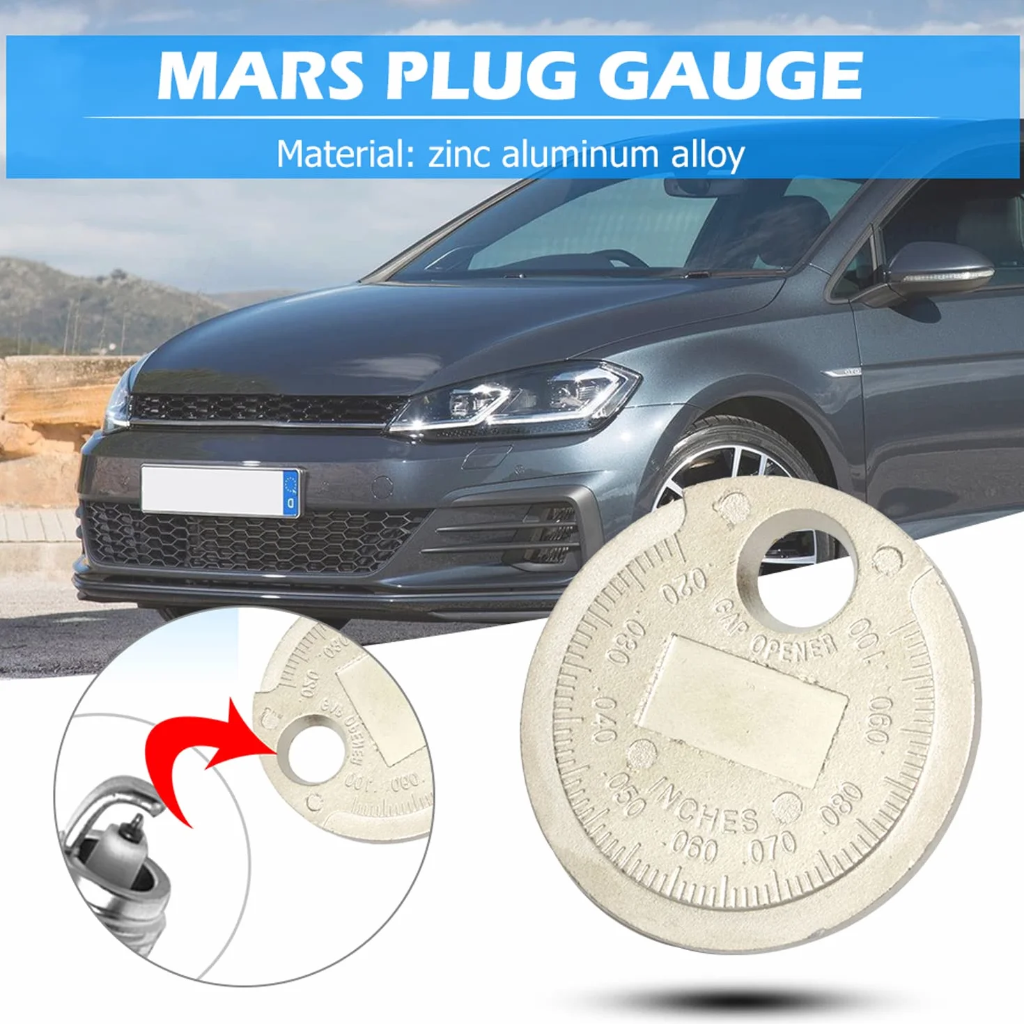 Strumento Gap Plug Gap, Gapper Gauge Wire Plug Gap, Candela Gap Gauge Strumento di misurazione Filo Candela Gap Gauge Strumento Scala da 0,020 a 0,100 pollici..