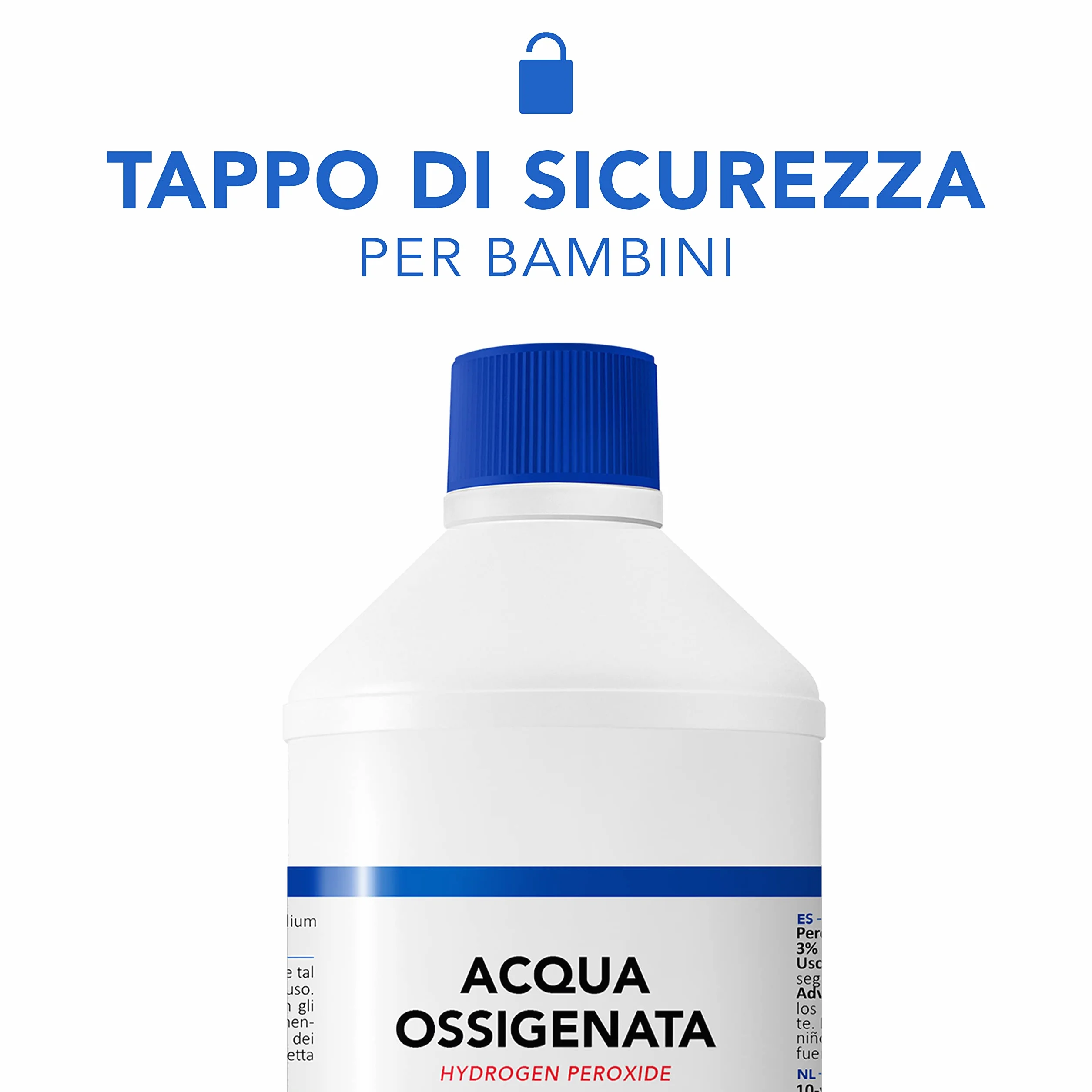 AIESI Acqua Ossigenata F.U. disinfettante 12x1000 ml con tappo sicurezza bambini Made in Italy