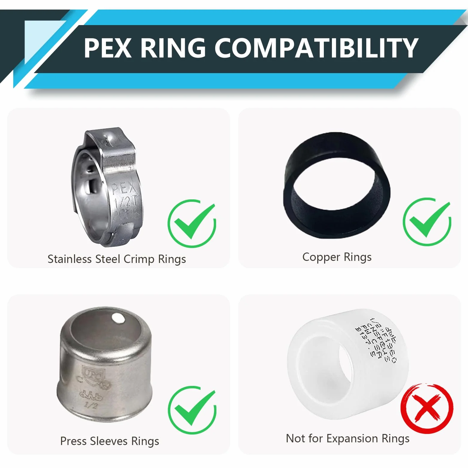 ASTM F1807 - Confezione da 20 raccordi PEX, 1/2" x 1/2" femmina filettati NPT a gomito per orecchio a goccia, raccordi a crimpare in ottone, per tubi PEX idraulici