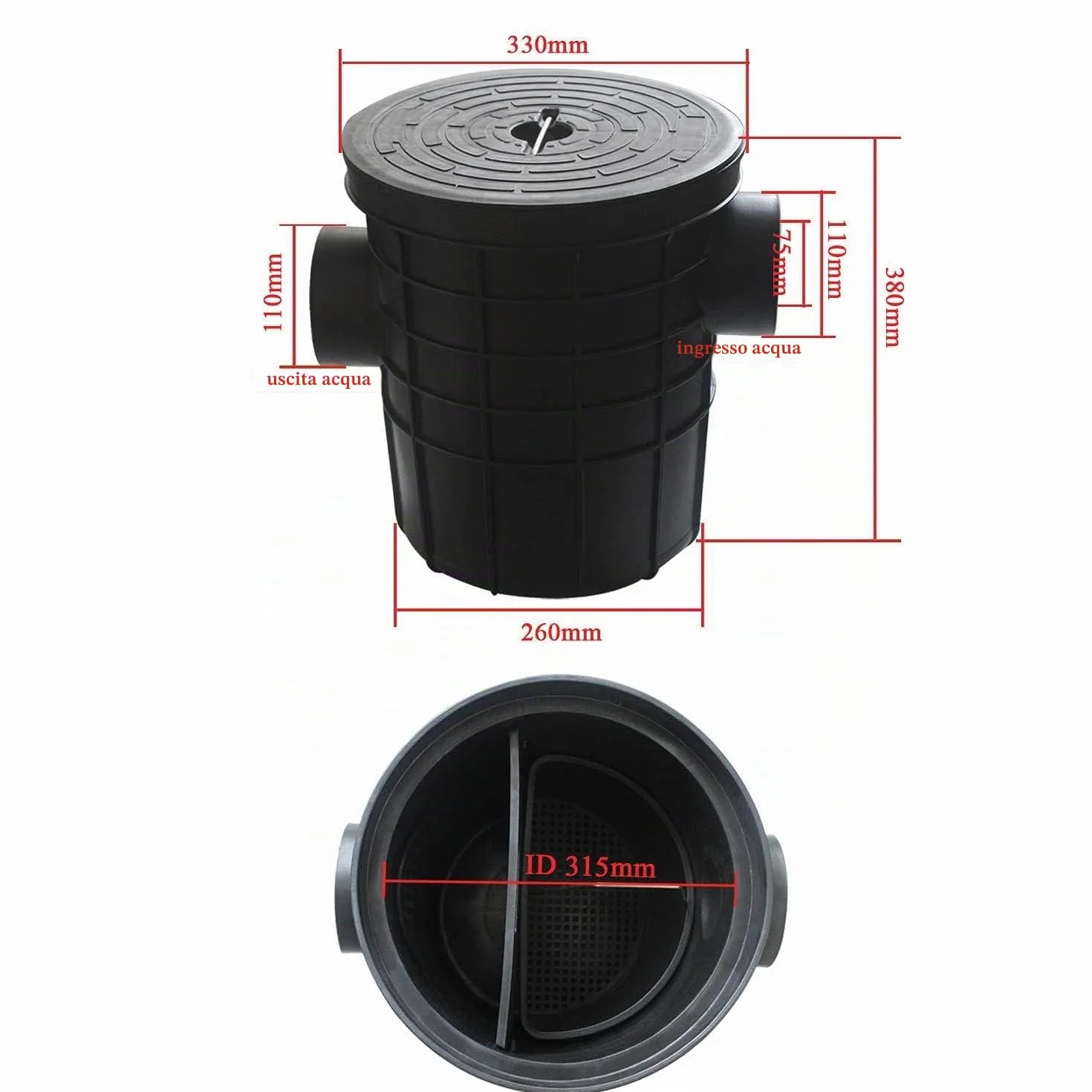 Separatore grasso interrato HDPE vasca di decantazione per separatore lavello cucina ristorante
