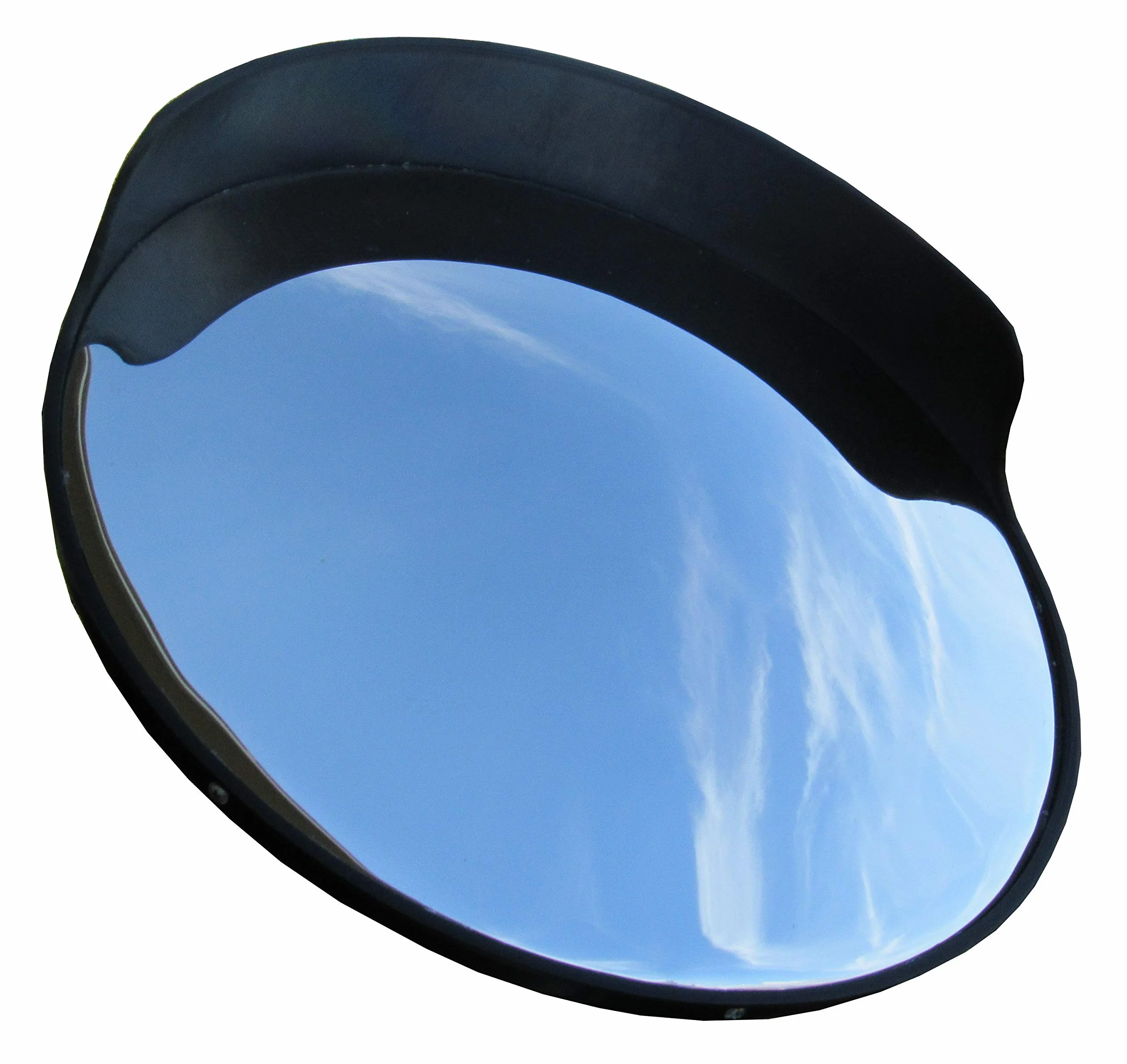 Specchio Convesso di Sicurezza da Traffico, per Strade, Magazzini, Garage e Negozi, Diametro 45 cm, Nero, Staffe di Fissaggio Tubi 48 mm