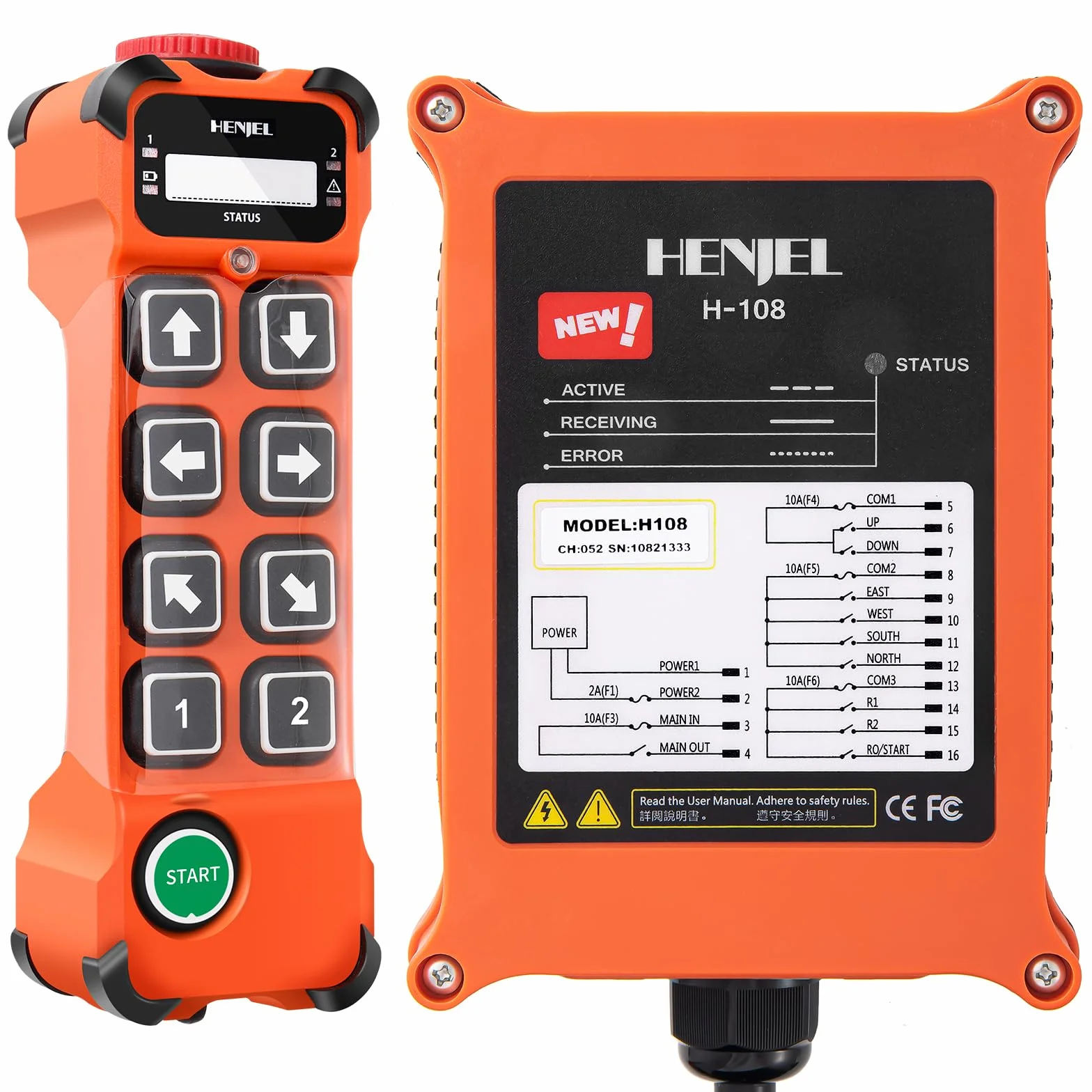 8 Canale Pulsante Telecomando per Gru senza fili Industriale Gru a ponte cavalletto Trasmettitore e ricevitore radio 12V 24V 48V