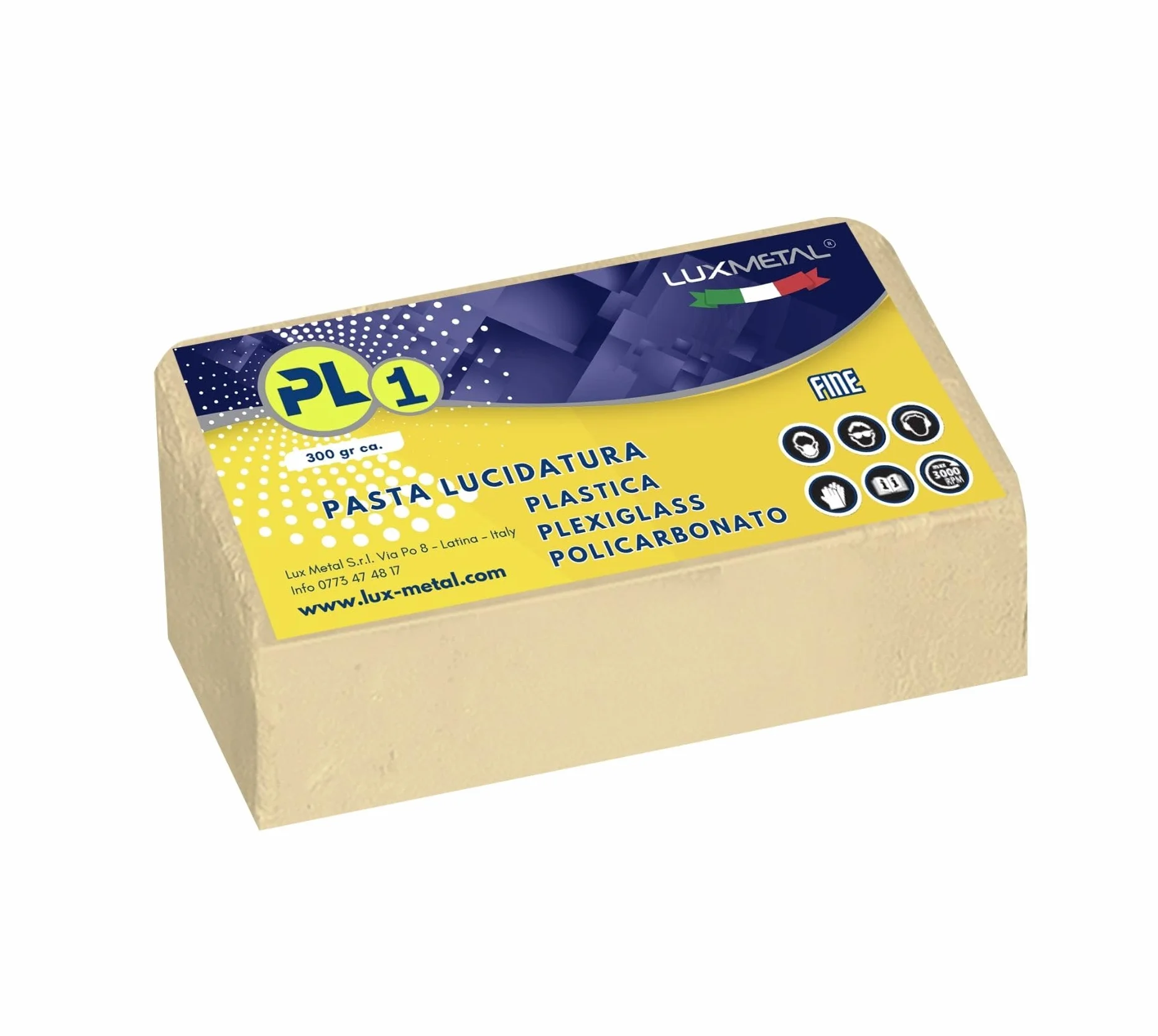 Lux Metal - Pasta Abrasiva PL1 300 gr Fine Lucidare Plexiglass Trasparente Lucidatura Plastica Policarbonato Rimuovi Graffi Plastica pasta abrasiva lucidante plexiglass Rinnova Fari Auto
