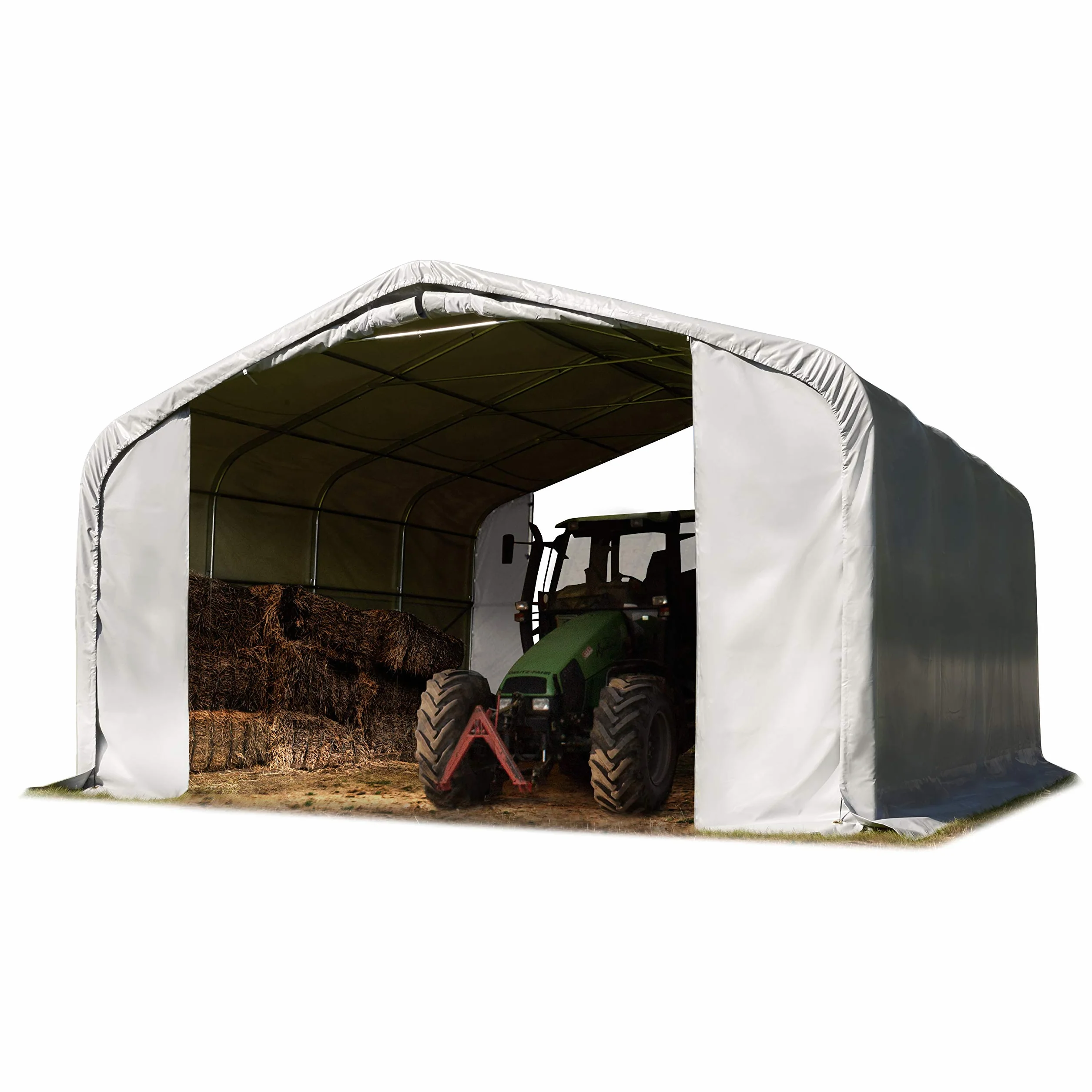 TOOLPORT Tenda da pascolo 6x6m telone in PVC 850 N Grigio, Riparo, Sottofondo in Cemento