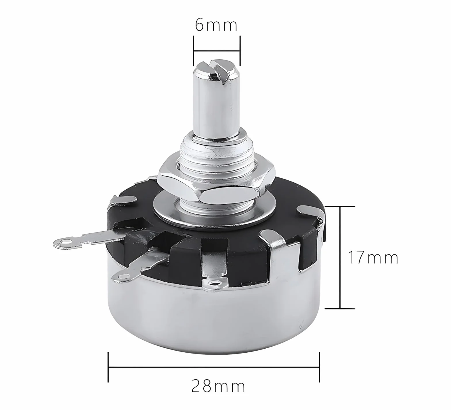 potenziometro a filo avvolto, Potenziometro rotativo a filo avvolto WX110 5K - Resistenza da 27Ω a 10KΩ, tolleranza ±10%