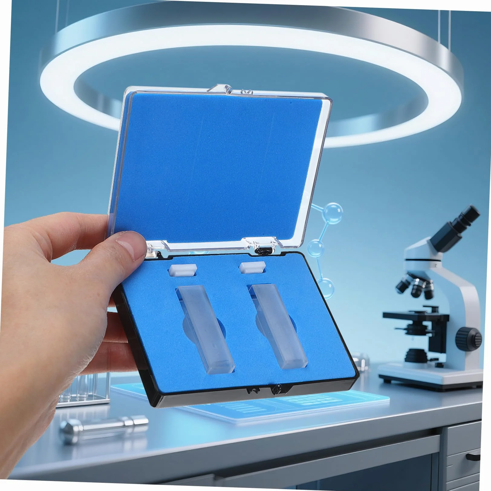 Cuvetta Ottica in Quarzo 10mm 2 Pezzi per Spettrofotometro Analisi Chimica Laboratorio