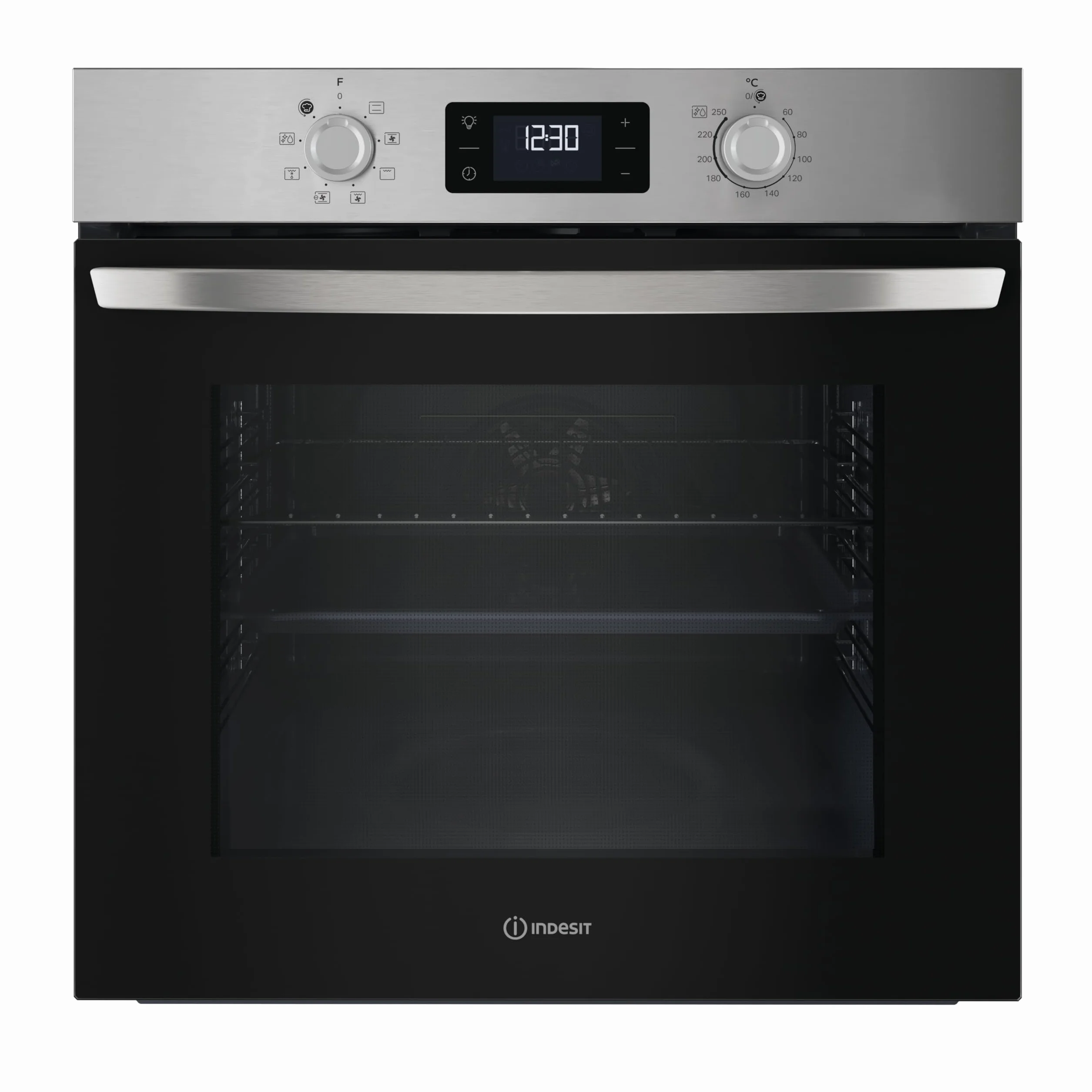 Indesit IO 255H X - Forno Multifunzione Da Incasso, Elettrico, Ventilato 71L, Acciaio Inox, Classe A. Turn And Go, Click And Go, Grill Integrale Reclinabile, Pulizia Vapore. 59,5 x 59,5 x 55,1cm