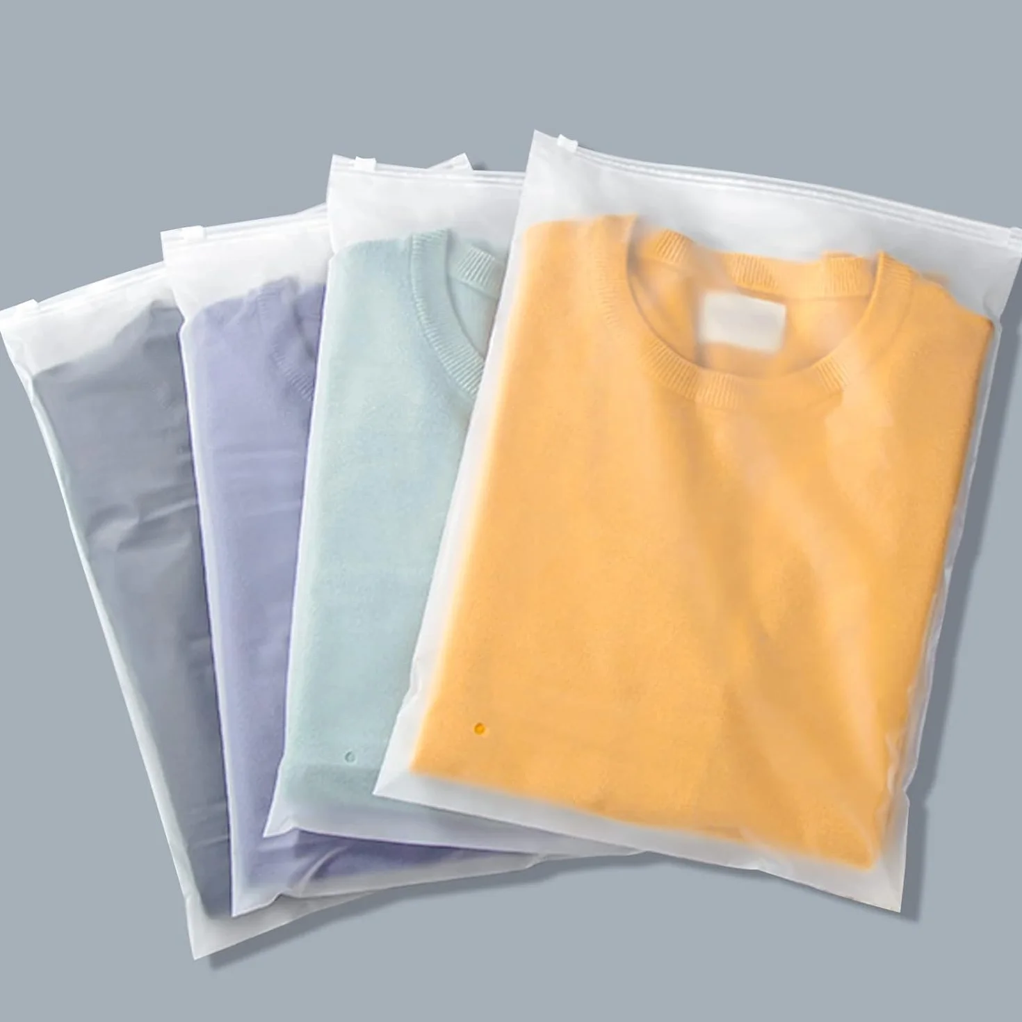 Sacchetti per imballaggio di vestiti per la spedizione, 200 sacchetti di plastica smerigliata con cerniera da 25,4 x 33 cm per abbigliamento, sacchetti di plastica trasparente per l'imballaggio