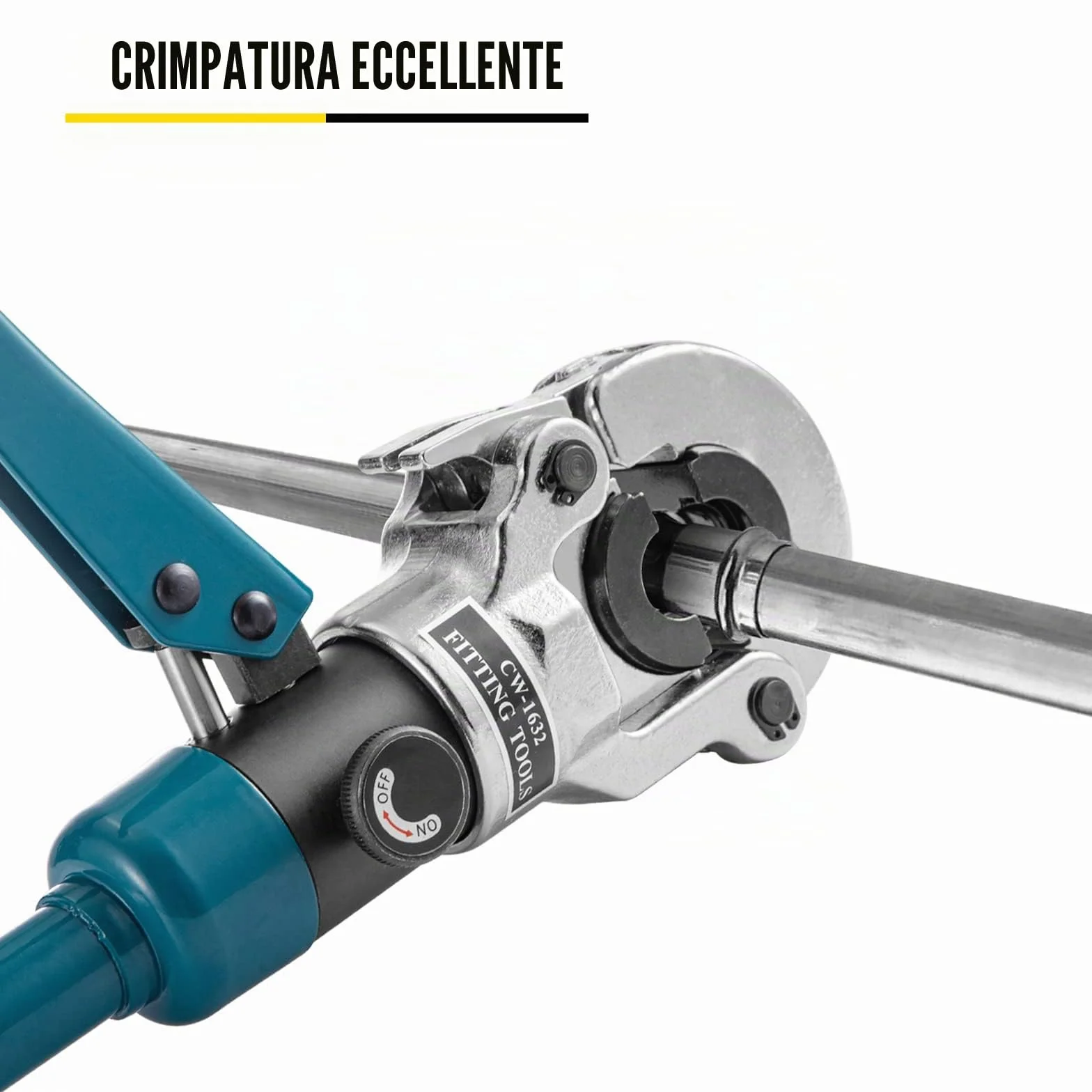CW-1632 Pinza a Crimpare per Tubi da 16, 20, 25, 32 mm, Impugnatura in Gomma