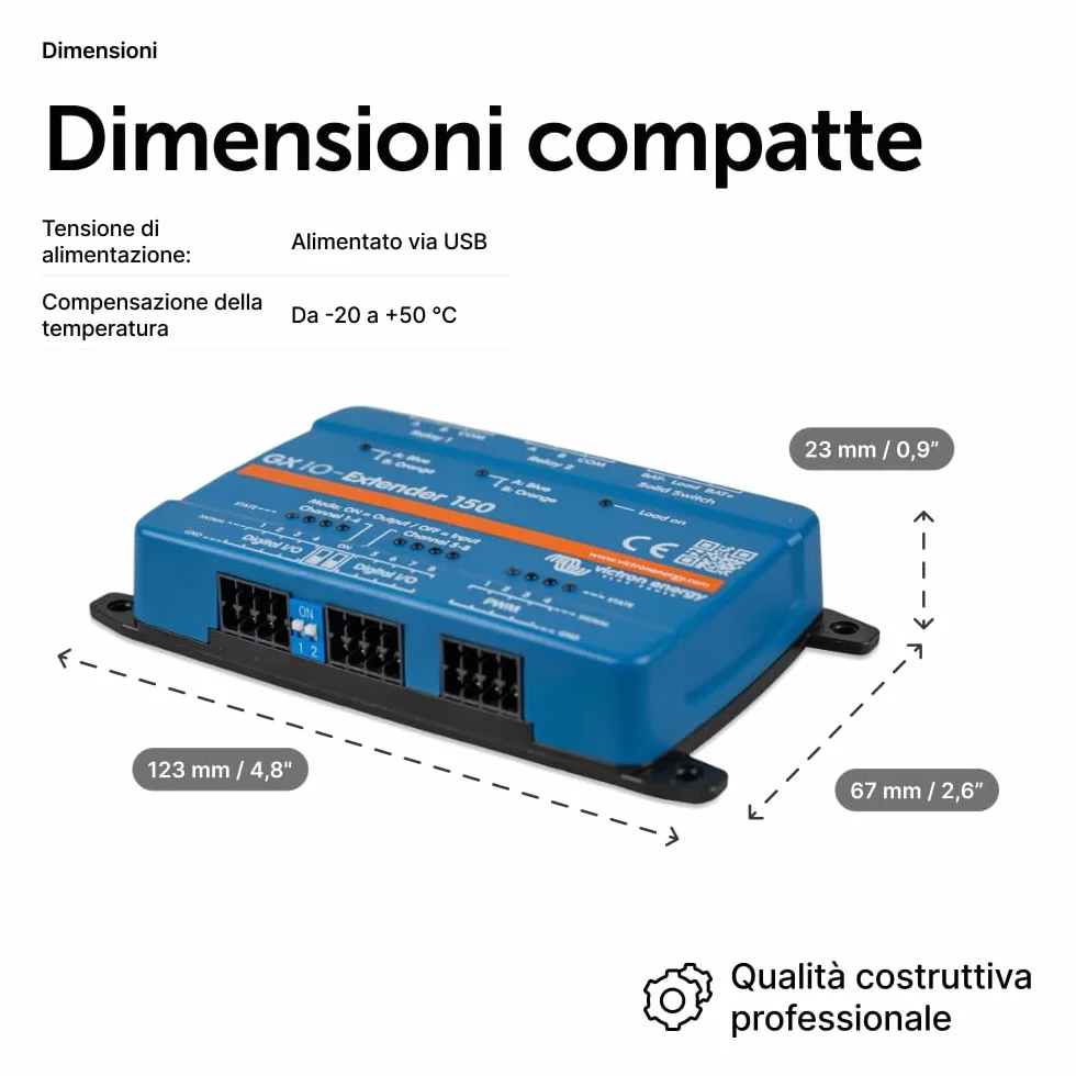 Victron Energy Estensore IO GX 150 - Modulo di Espansione Controllo e Monitoraggio USB - Plug and Play