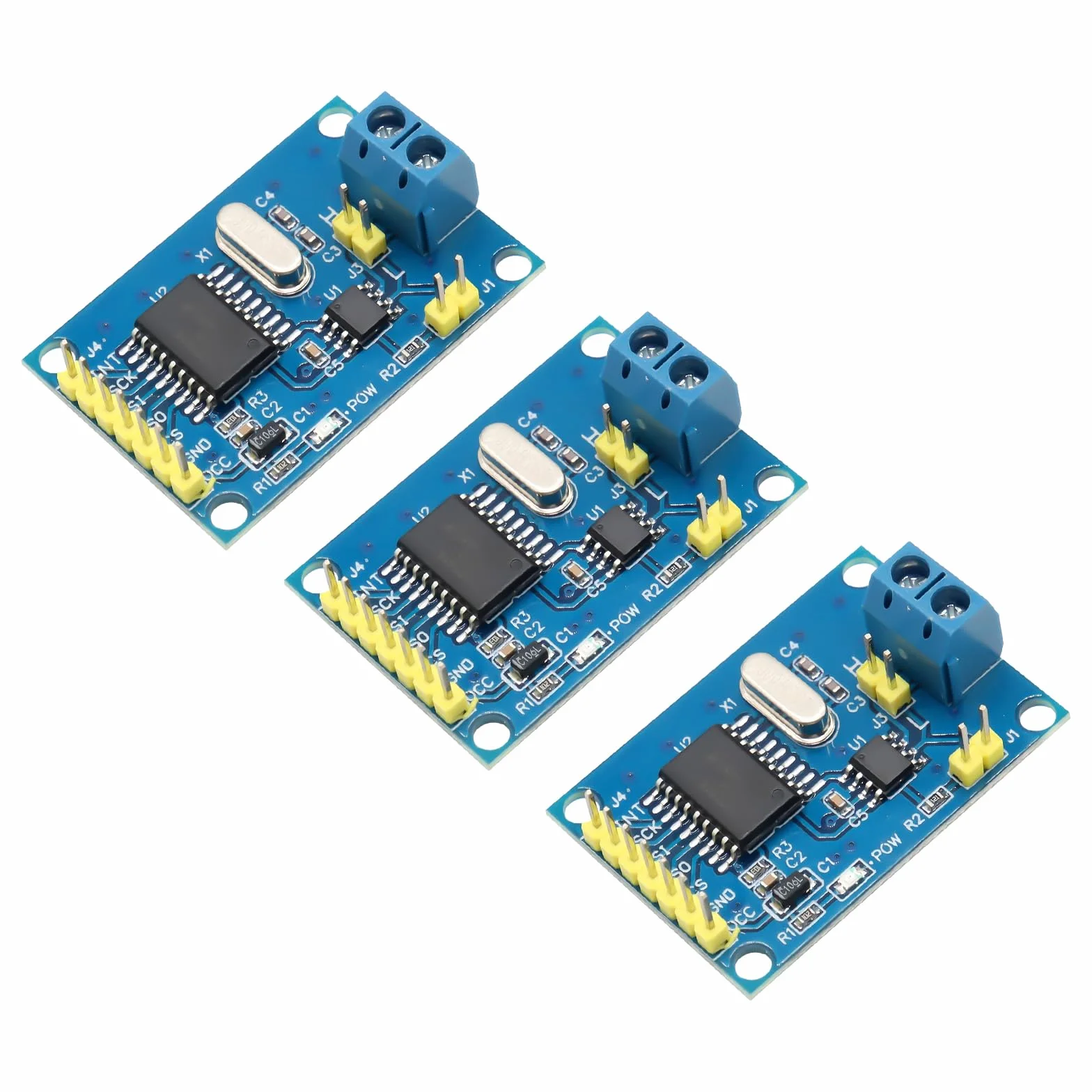 3 moduli canbus MCP2515 con TJA1050 – modulo di interfaccia SPI compatibile con Arduino, Raspberry Pi & IoT 5 V DC, 1 MB/s, 120 Ohm regolazione di impedenza per industria 4.0, Smart Home