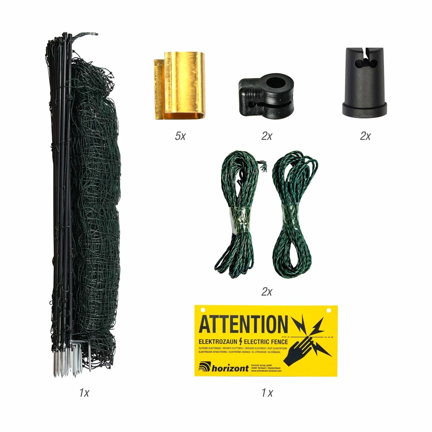 horizont easyLine - Recinzione elettrica per polli da 25 m di lunghezza, 105 cm di altezza, 7 pali in PVC con doppia punta, verde, recinzione per pollame con corrente, recinzione mobile, beccuccio per