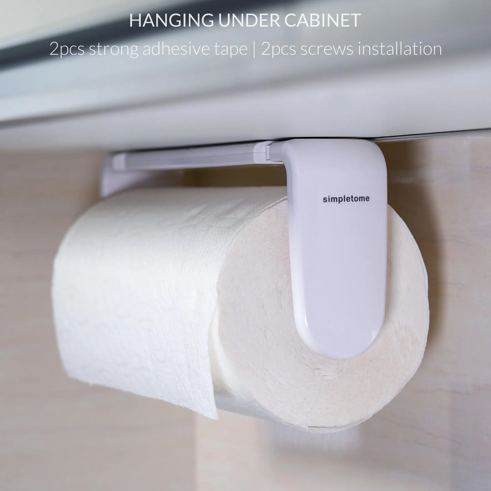 Porta Asciugamani Di Carta LACRIMA CON UNA MANO Braccio Di Tensione Adattivo Lunghezza Regolabile 24-28cm Bianco