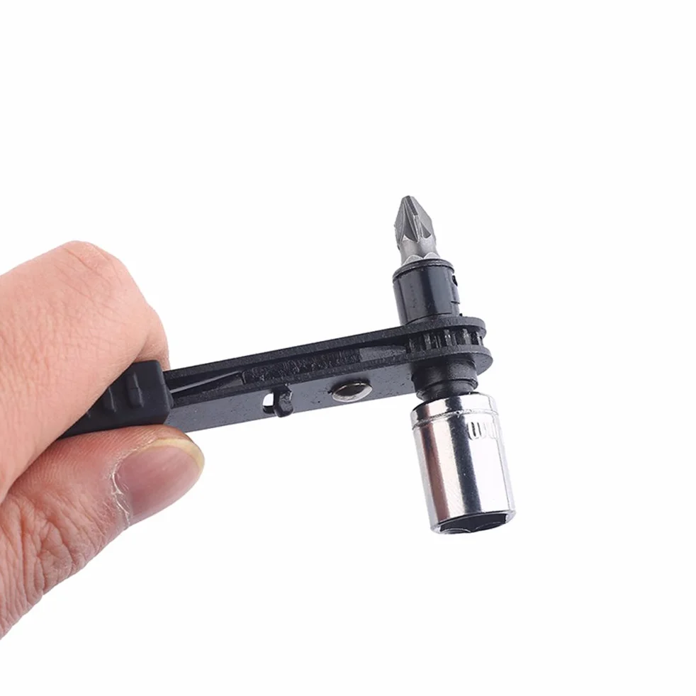 Mini Cricchetto Nero Inserti 1/4 in Acciaio e Pvc, Chiave Compatta Rotazione 360°