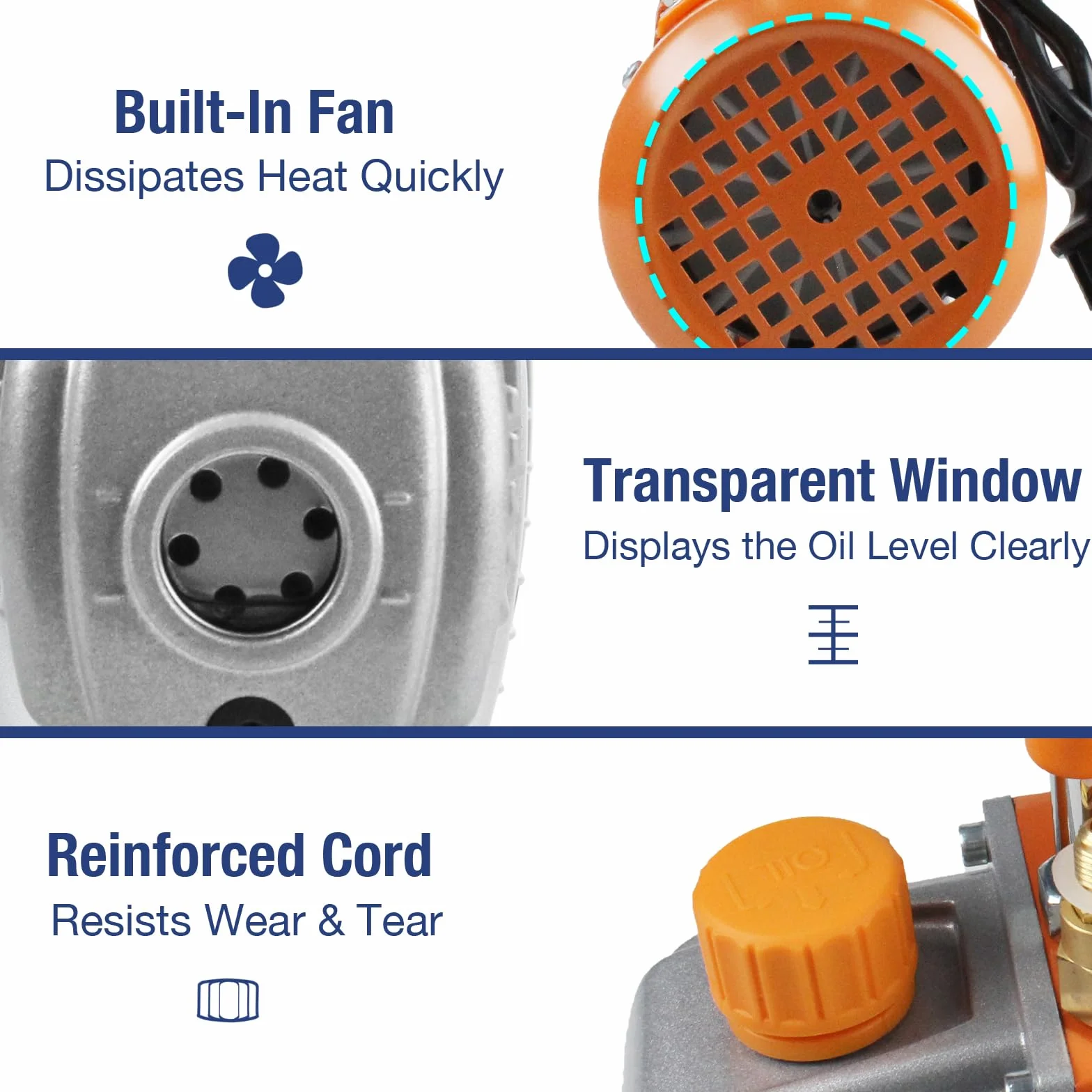 BACOENG Pompa a Vuoto 3 CFM per Refrigerazione e Climatizzazione, Pompa Monostadio 1/4 HP, 1440 giri/min, Elettrica per Sistemi di Refrigerazione Automotivi