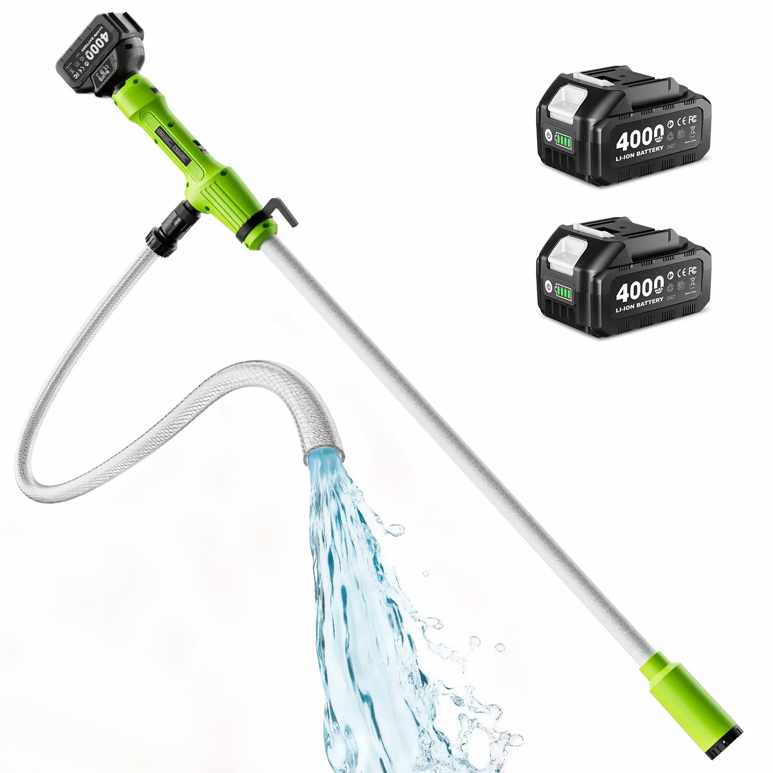 Taskstar Pompa di trasferimento senza fili per acqua/diesel, filtro Ø5,6 cm, 2725 l/h, autonomia 60 min, prevalenza 5 m per cantina, piscina, stagno, fusti pioggia, barca, acquario, camper