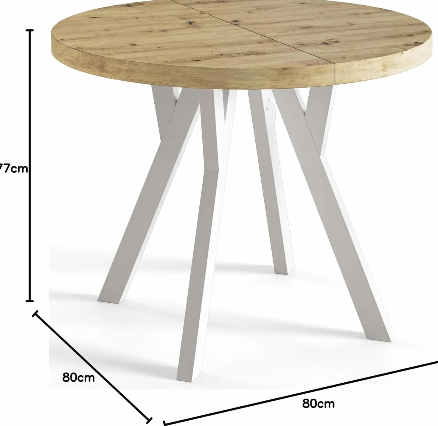 Tavolo da Pranzo Rotondo Allungabile Ovo - Piano in Laminato 36 mm - Diametro 90 cm - Marmo
