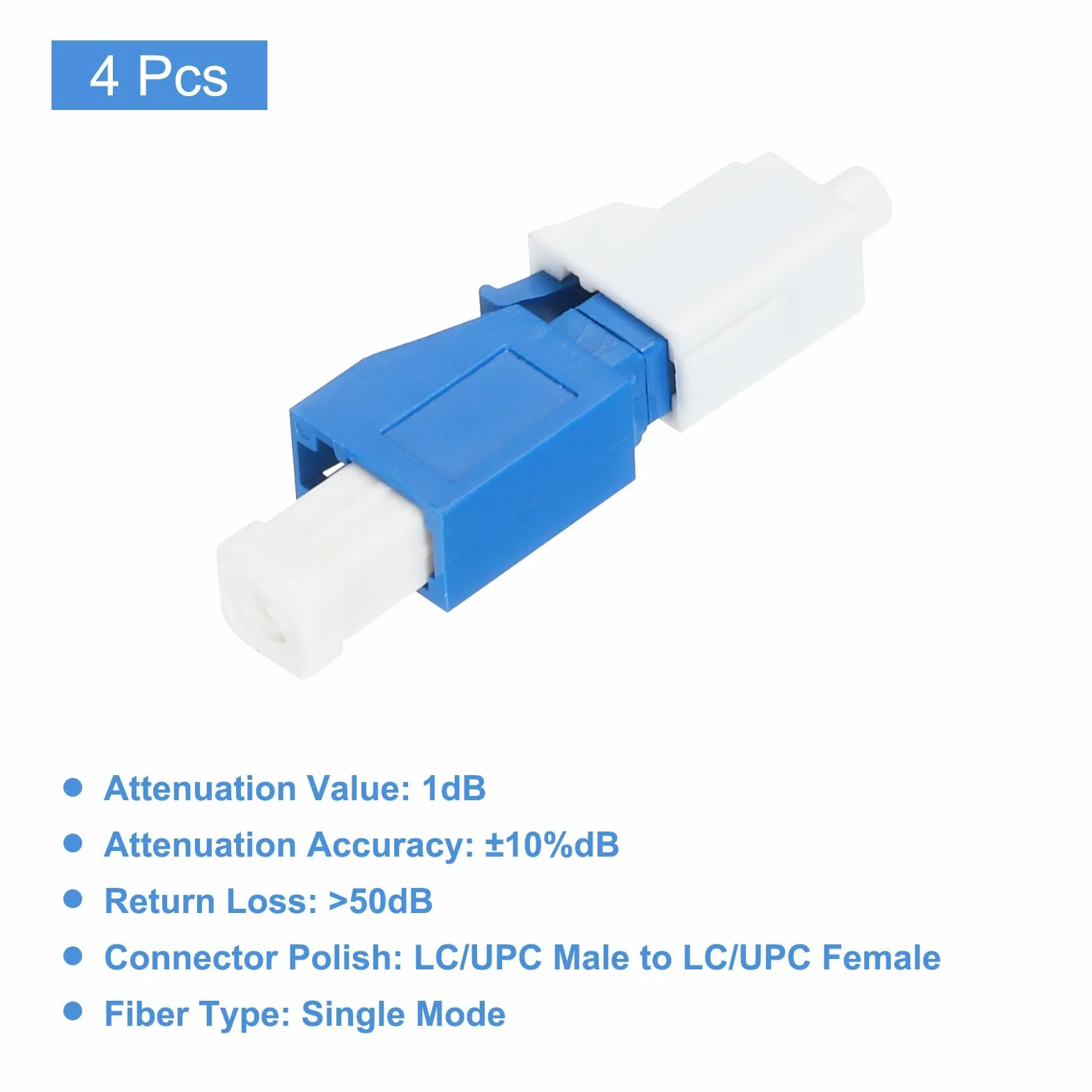 QUARKZMAN Attenuatore per Fibre Ottica Lc da 1 Db, Attenuatore per Fibre Ottica Fisso Monomodale Lc/Upc Sm da Maschio a Femmina per Trasmissione in Fibre Ottica, 4pz