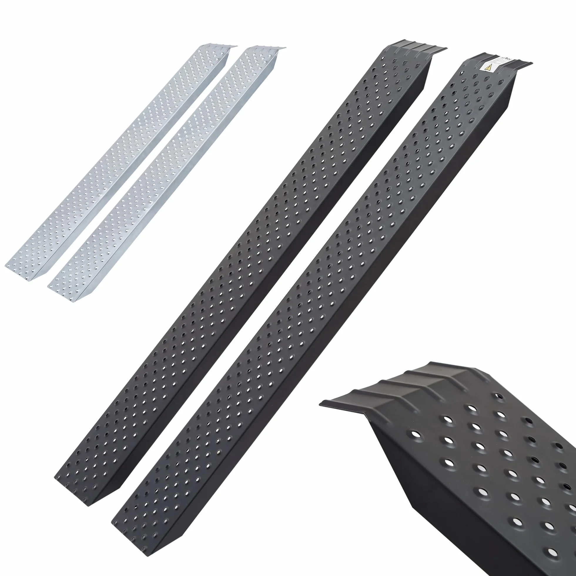 Arebos 2 rampe di carico per moto, in acciaio zincato, 200 kg per pezzo, 400 kg per coppia, binari di carico per moto, ATV, quad, auto, rampa per rimorchio, antracite