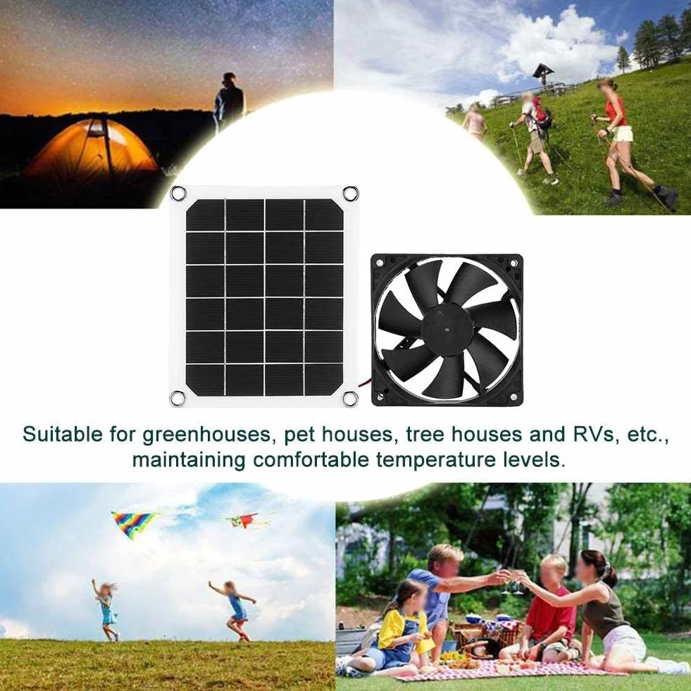 Sistema di ventole per mansarda ad energia solare, potente ventola di ventilazione e set di pannelli solari da 10 W per serra, soffitta, timpano, ventilazione di raffreddamento del magazzino