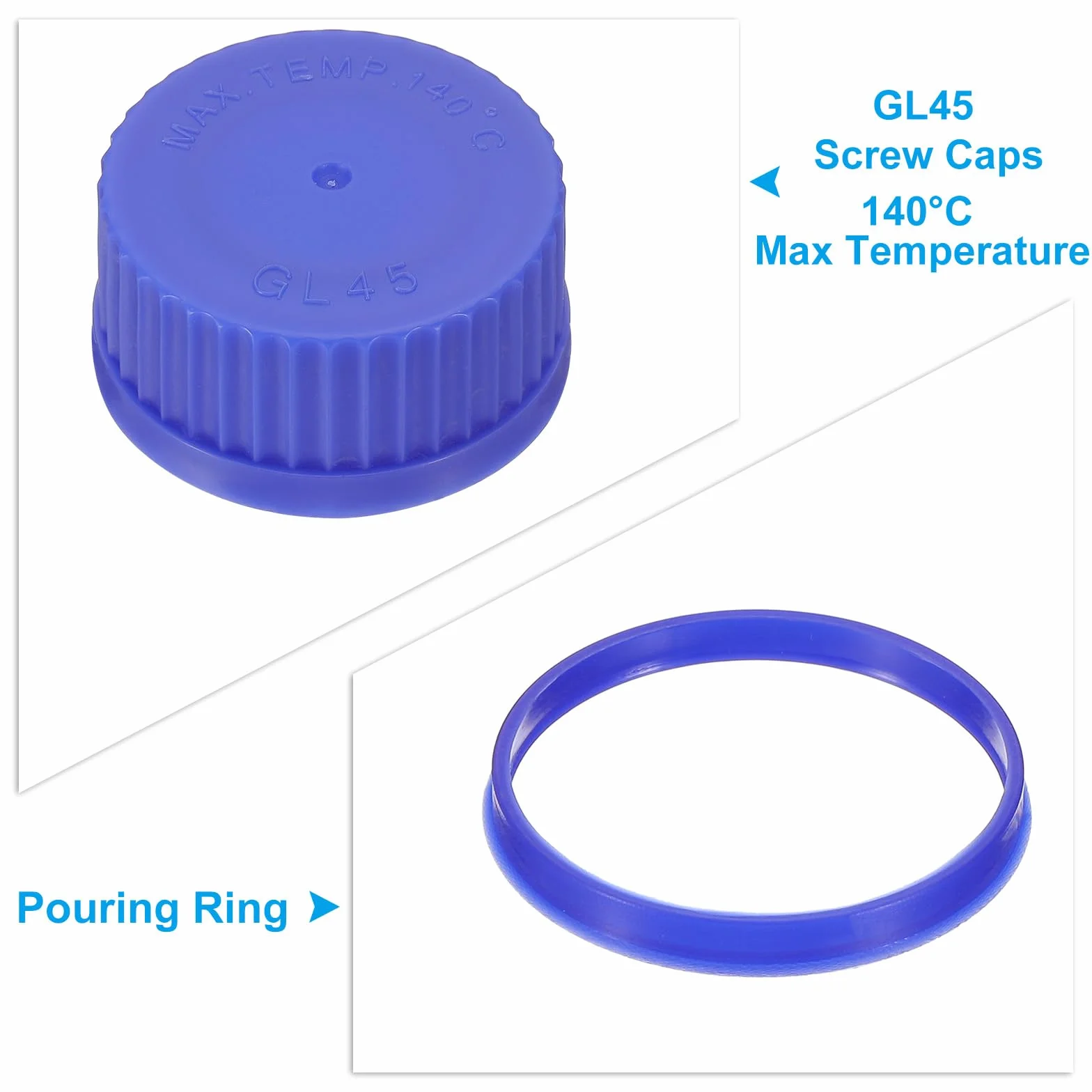 PATIKIL Tappi a Vite GL45 45 mm Polipropilene per Bottiglie Vetro Blu