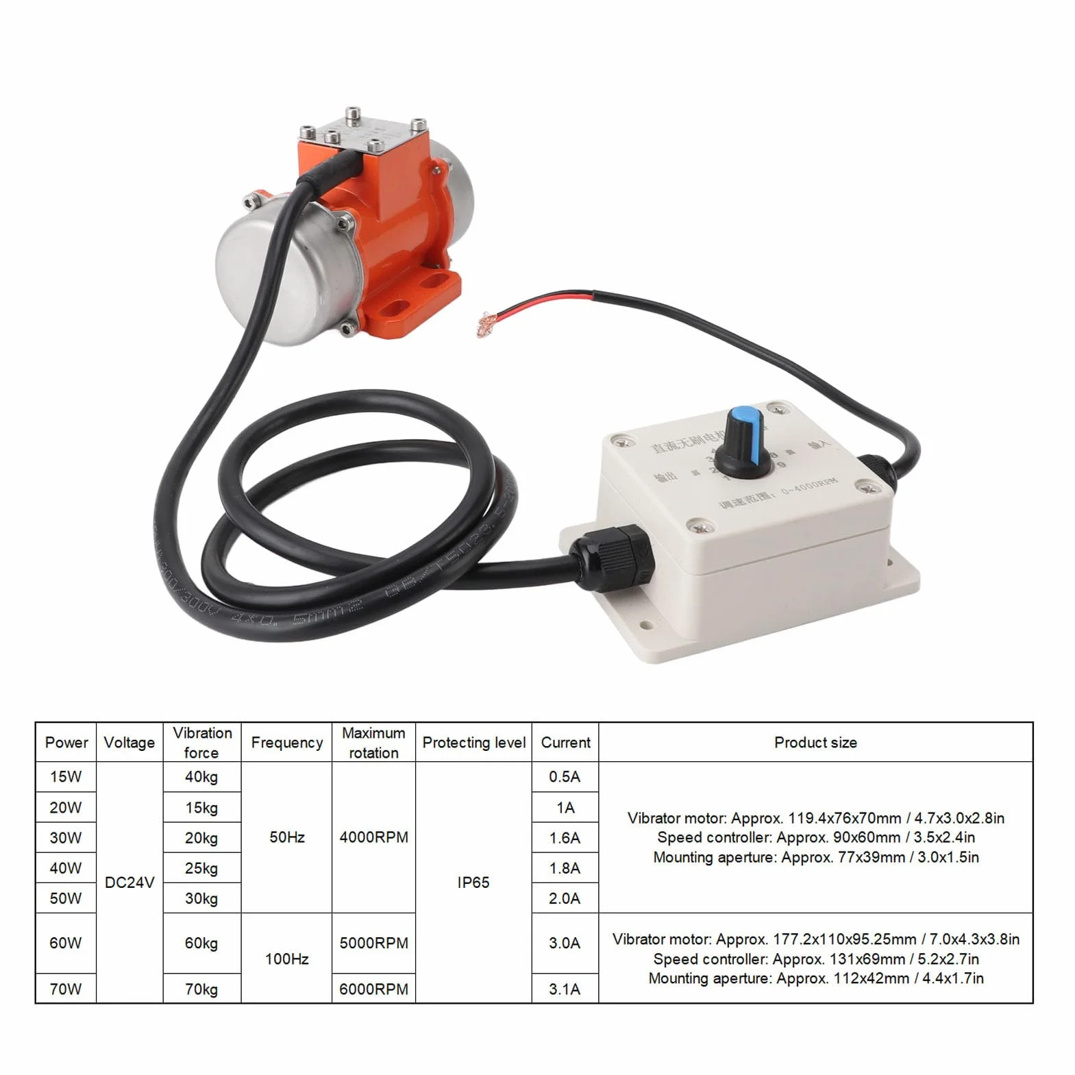 Motore di Vibrazione CC 24 V Senza Spazzole IP65 Alluminio Elettrica