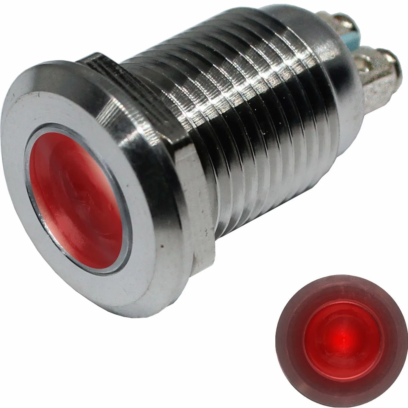 Lumonic LED indicatore luminoso 12mm rosso acciaio inox IP67 6V 12V 24V attacco a vite