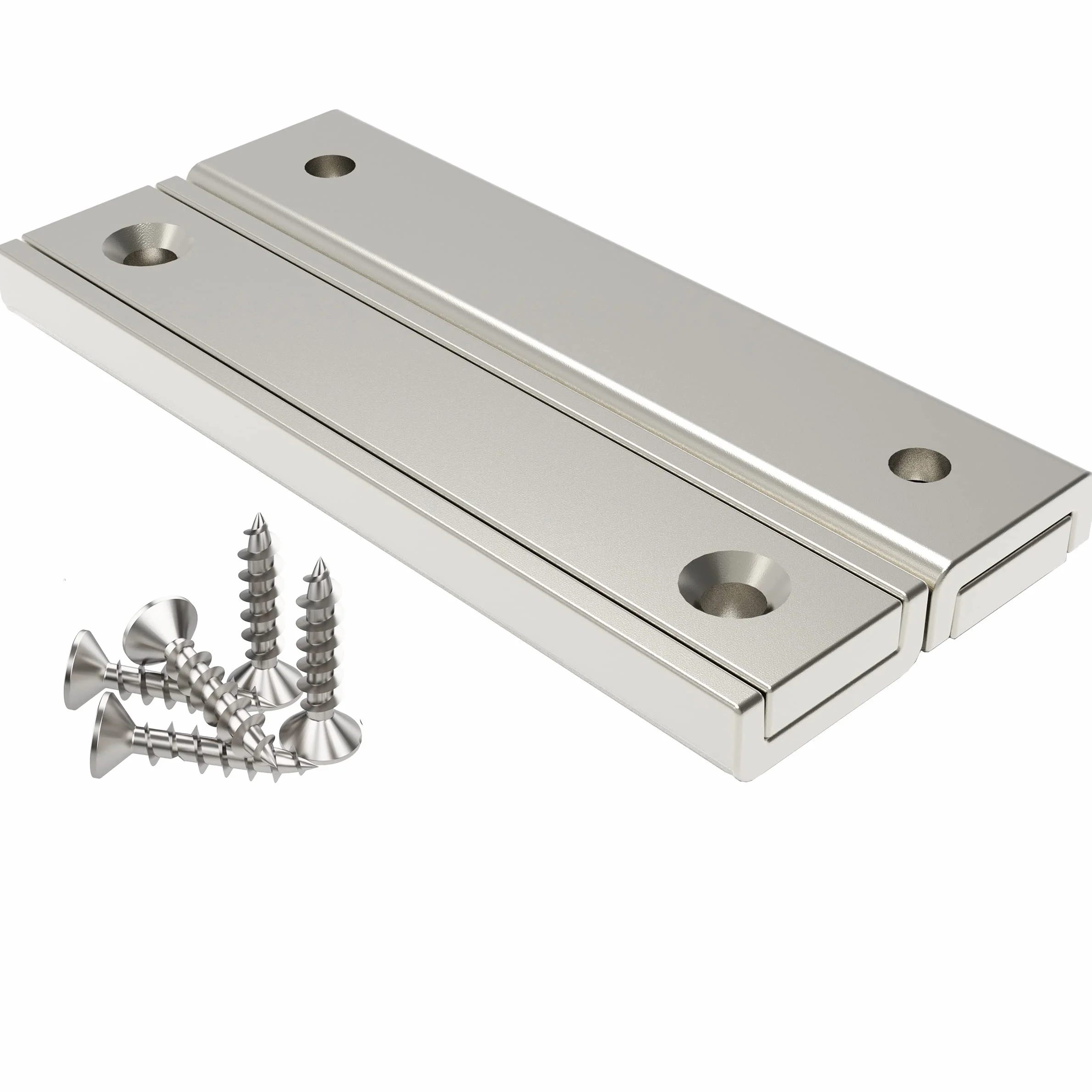 Magnetpro Set 2 magneti rettangolari 30 kg 60 x 13,5 x 5 mm con foro e capsula in acciaio