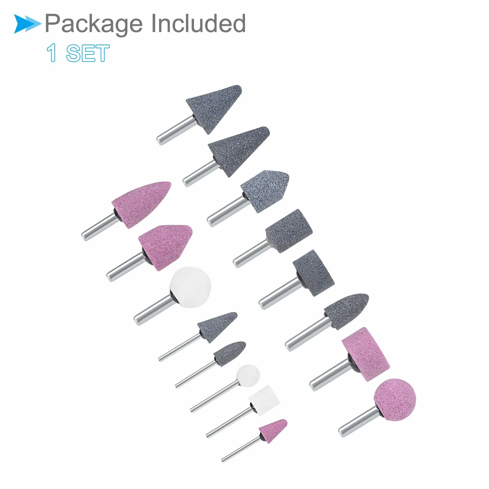 Pietra Punte Set, 1/8" e 1/4" Gambo, Nichel Placcato Carbonio Acciaio Rettifica Mola Lucidatura Testa Bit - (Applicazioni: per Rotativo Utensili), 16 pz