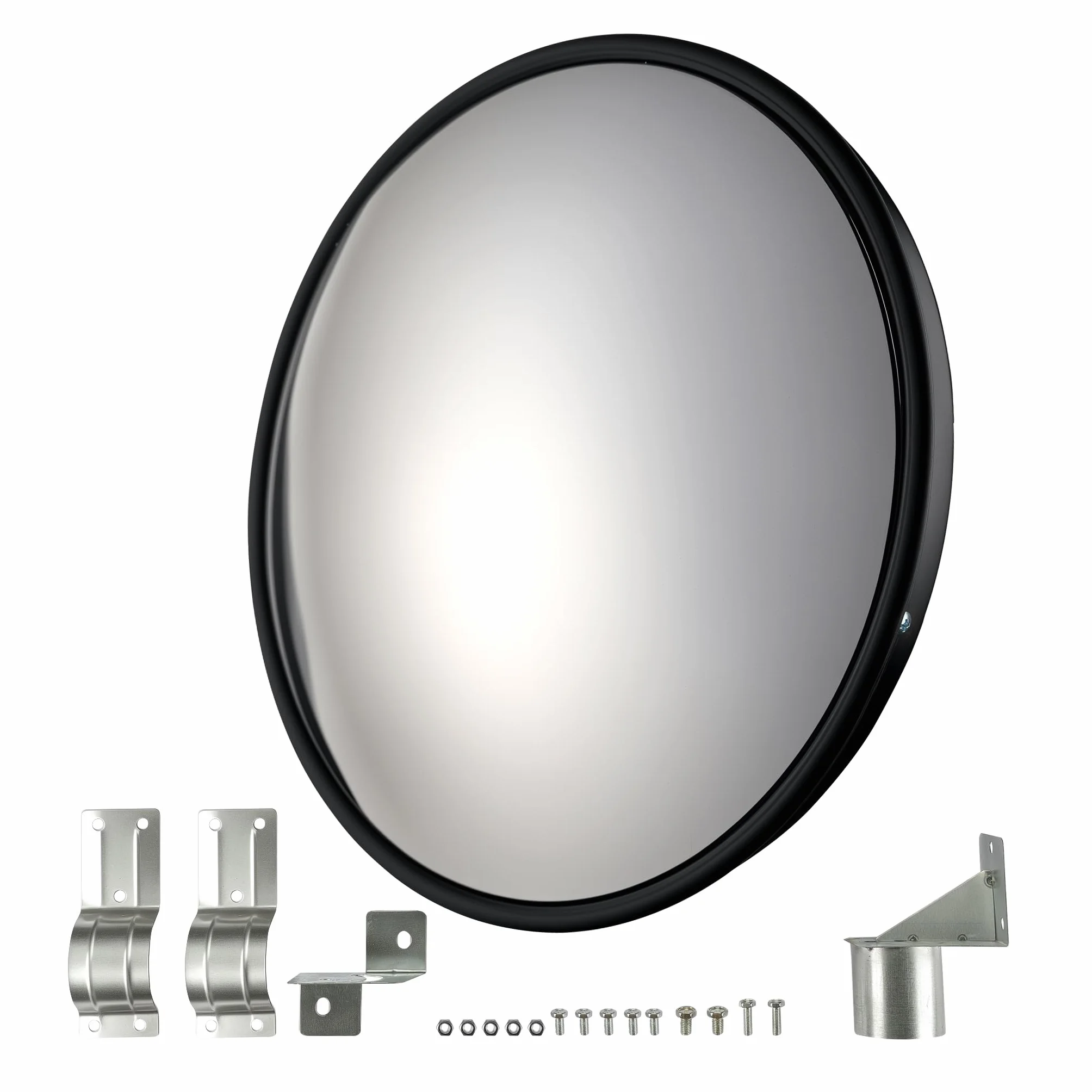 Wiltec Specchio di sicurezza 80 cm convesso nero, dispositivo di sicurezza con forma rotonda e campo visivo di 130°, specchio convesso per interni