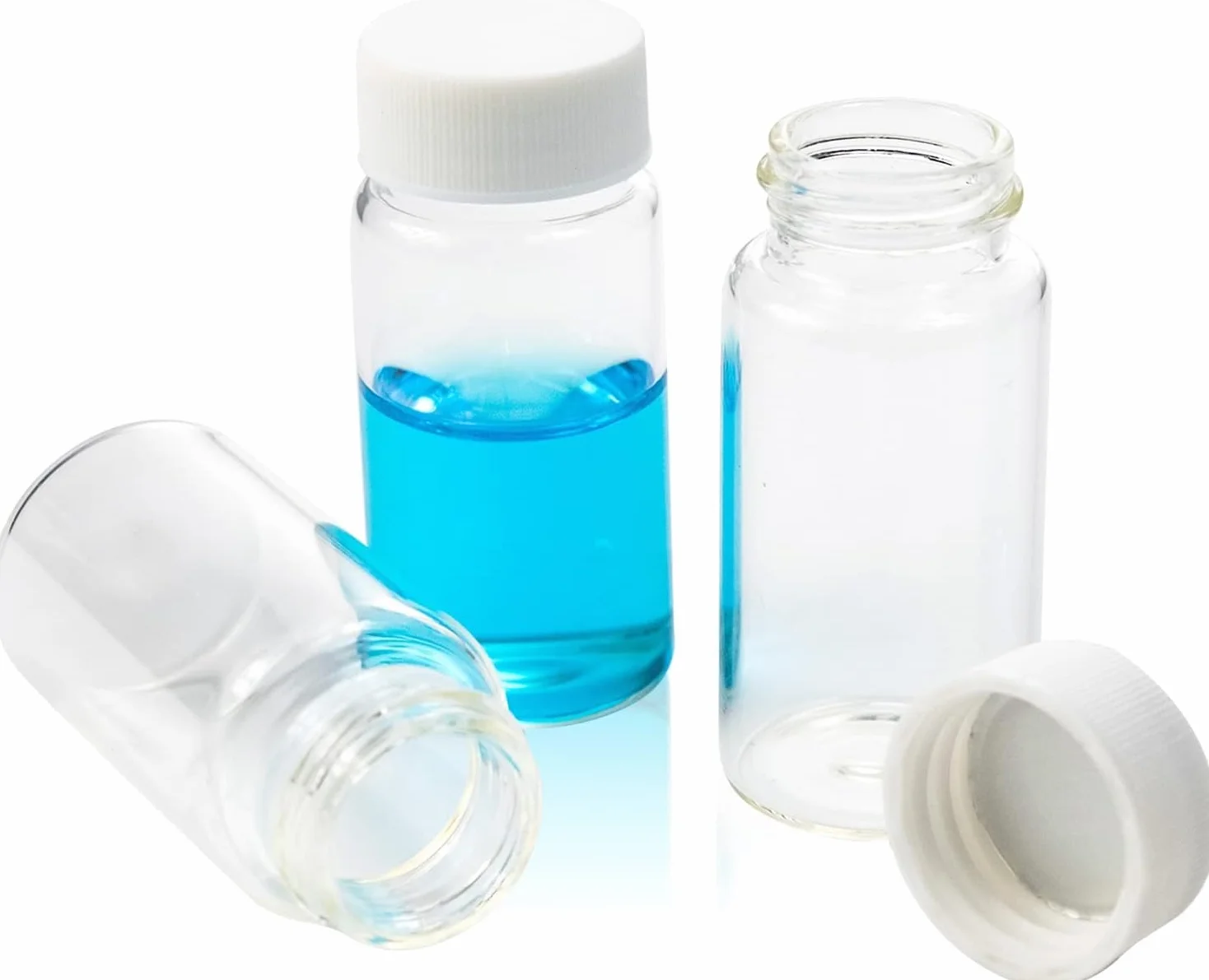 Fiale a Scintillazione da 20 ml in Vetro Borosilicato, Tappo a Vite Bianco 22-400, Rivestimento in Alluminio Argentato, 100 Pezzi