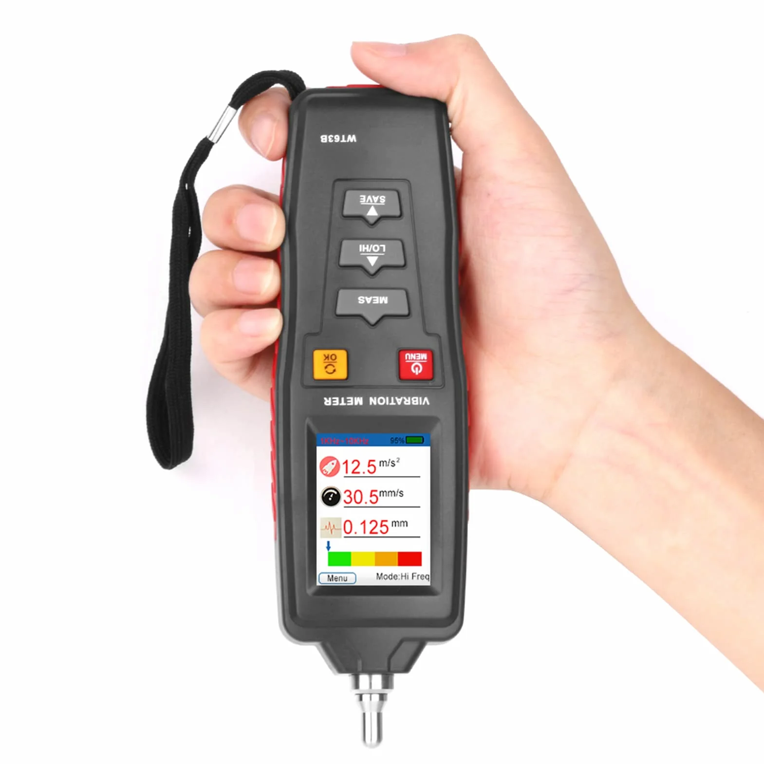 Jadeshay Misuratore di Vibrazioni,Vibrometro Digitale Portatile con Funzione di Misurazione della Velocità Accelerazione e dello Spostamento per L'analisi delle Vibrazioni per Macchinari in Movimento