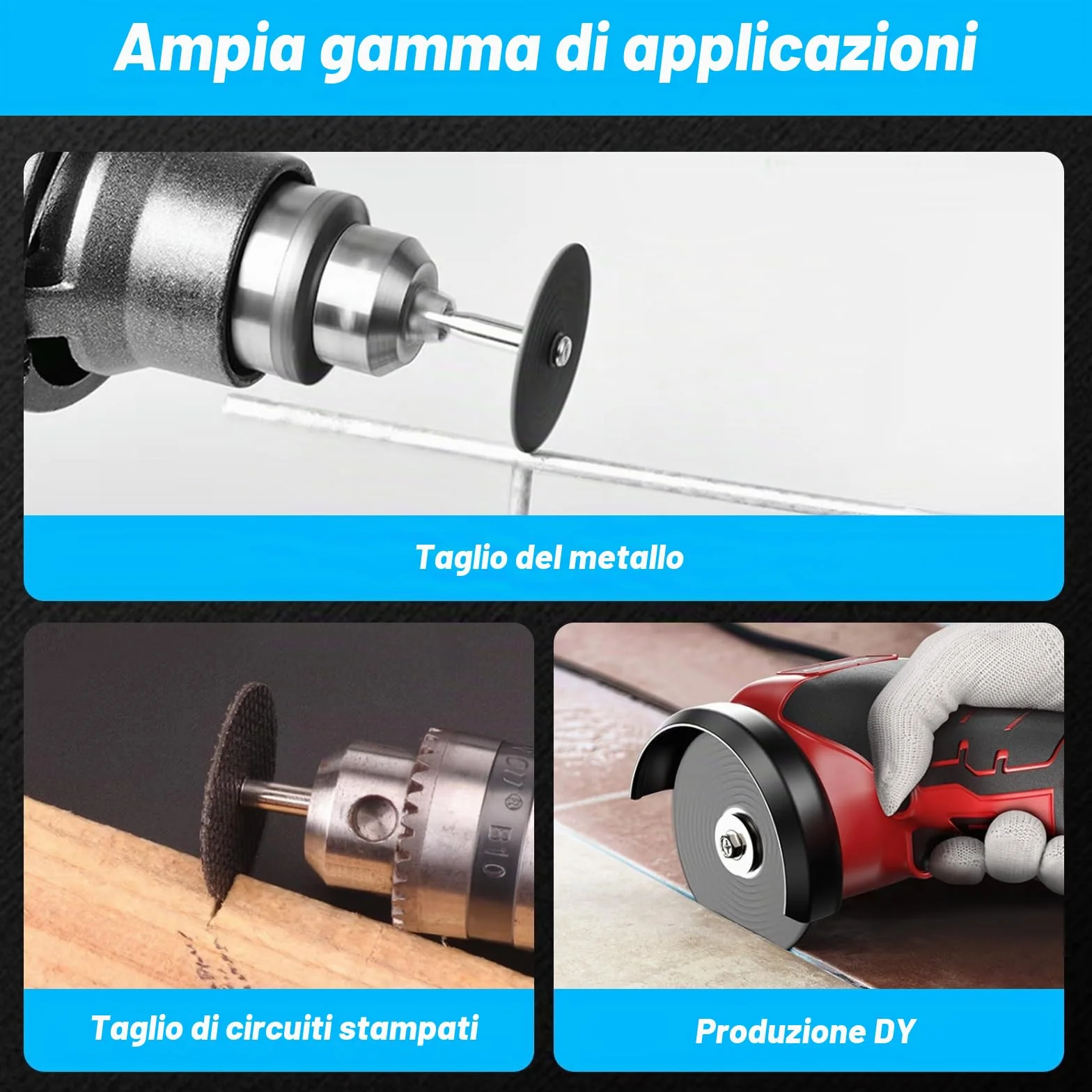 60 dischi da taglio compatibili con Dremel, 32 mm per accessori rotanti, set di dischi da taglio per metallo acciaio