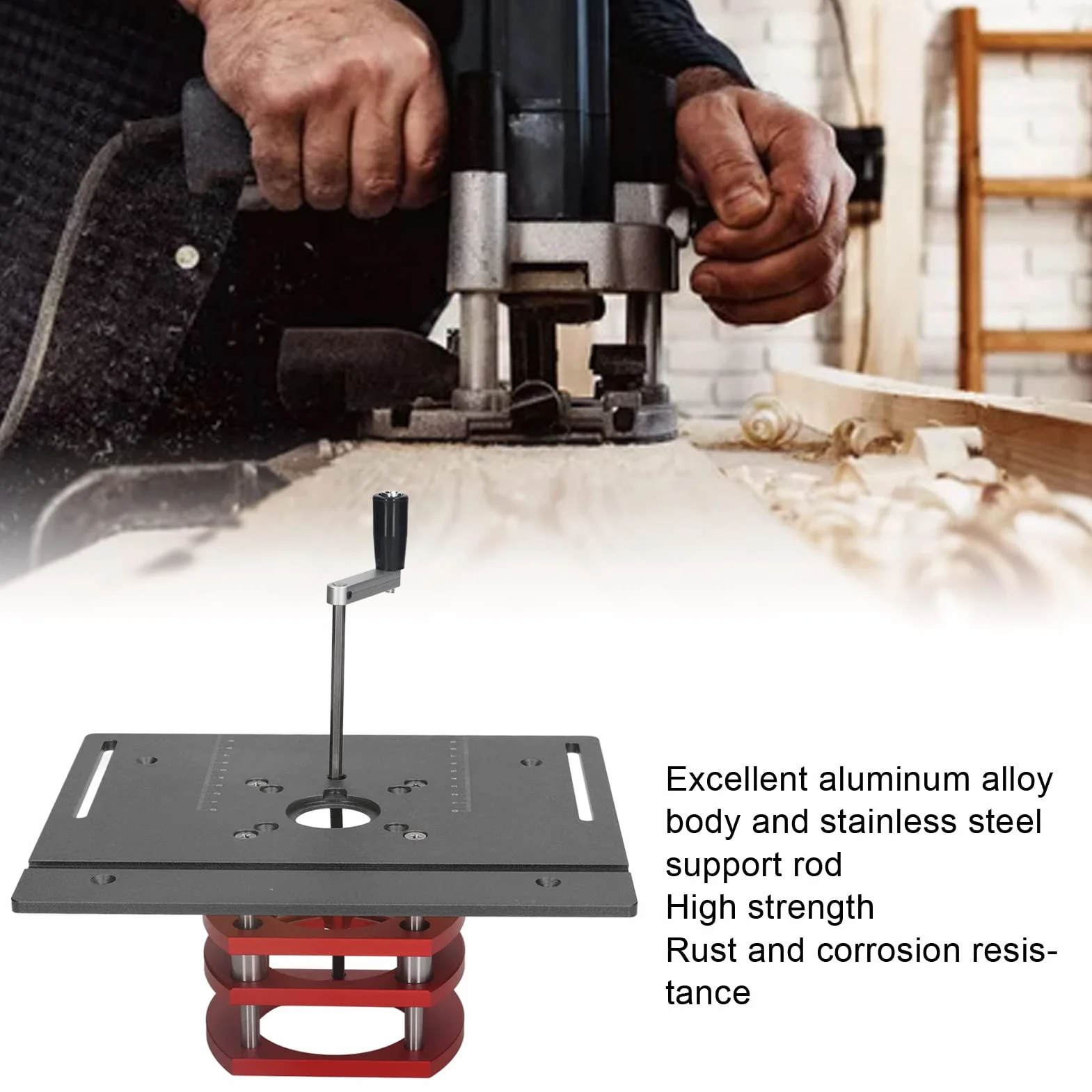 Kadimendium Router Lift Sollevamento Manuale Router Lift System Kit Router Table Saw Insert Base Plate Router Lift Base per Piccole Macchine Taglio (Nero)
