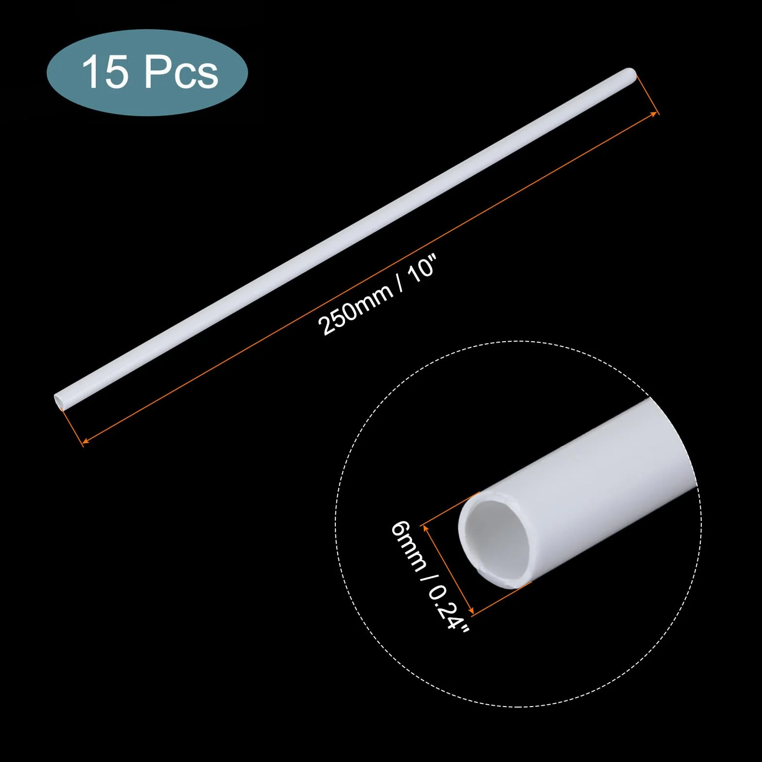 Tubi rotondi in plastica ABS 6 mm x 250 mm bianco per modellismo architettonico fai da te