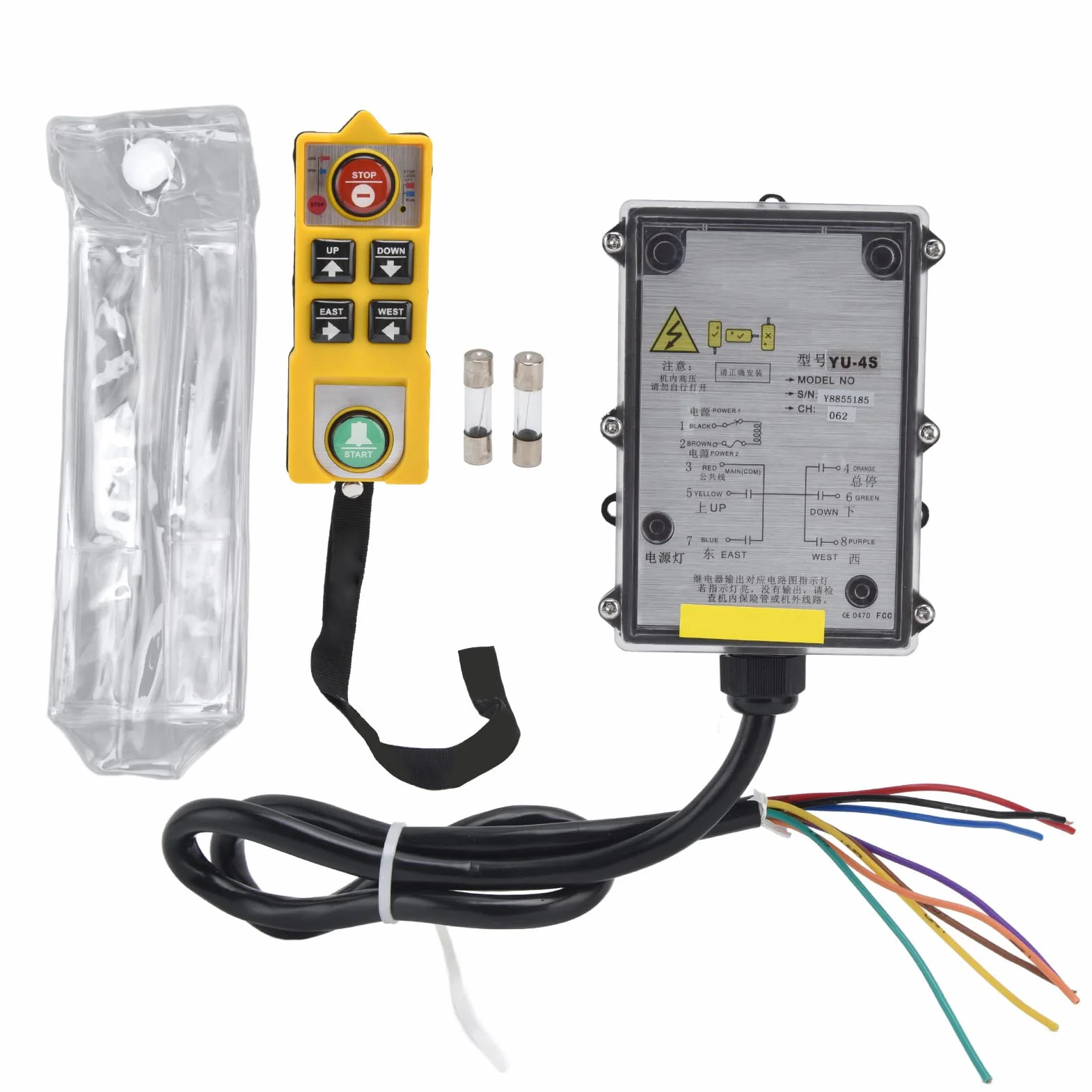 Telecomando per Gru di Sollevamento, Kit Trasmettitore Radiocomando per Paranco Elettrico a Canale Industriale a Maniglia Singola, Telecomando per Gru Senza Fili per Gru di Sollevamento(DC 24V)