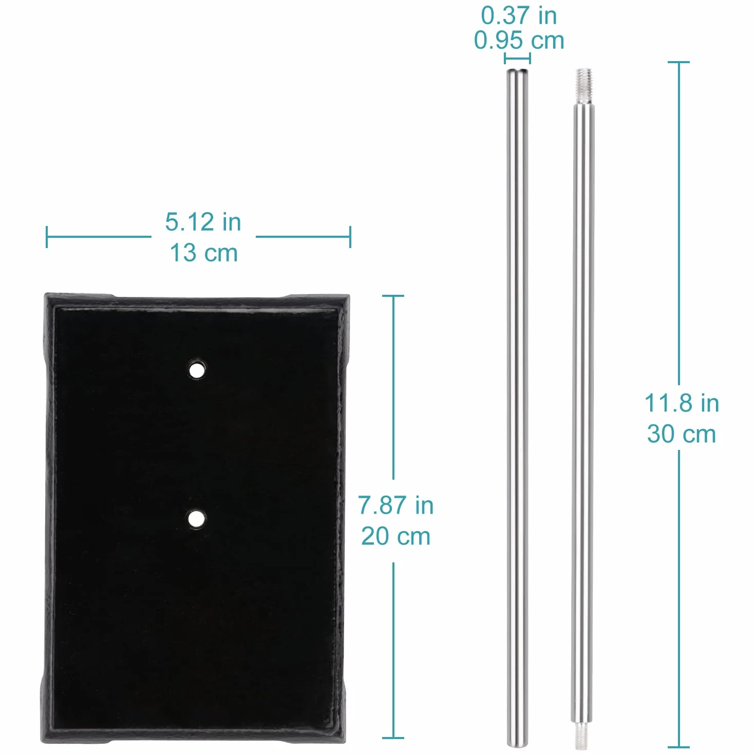 Supporto da Laboratorio in Ghisa 200 x 135 mm con Asta 570 mm