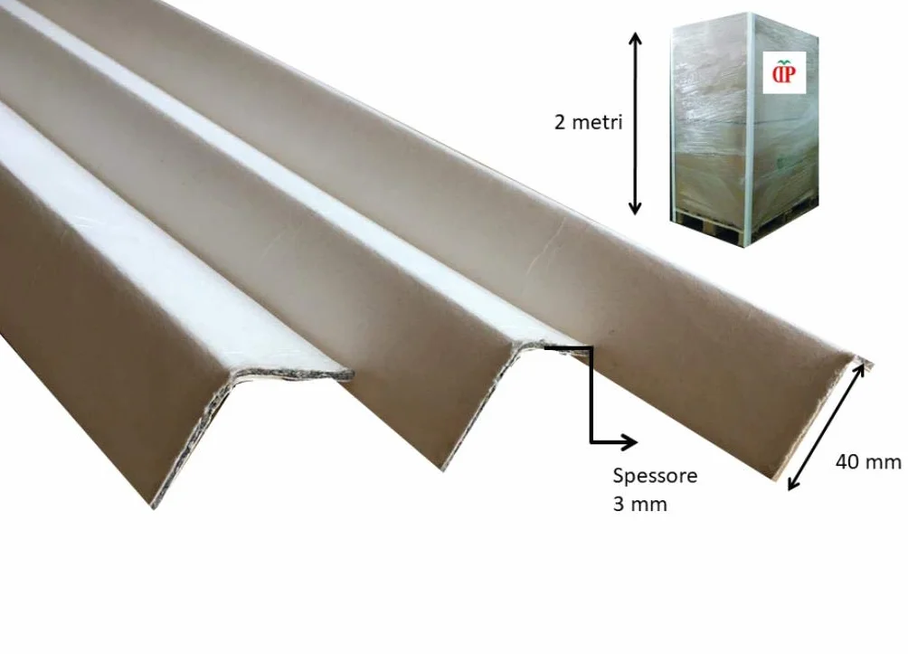 Angolari Cartone Rigidi 2000 x 40 x40 mm Spessore 3mm per Pallet Fino a 2 metri (64)