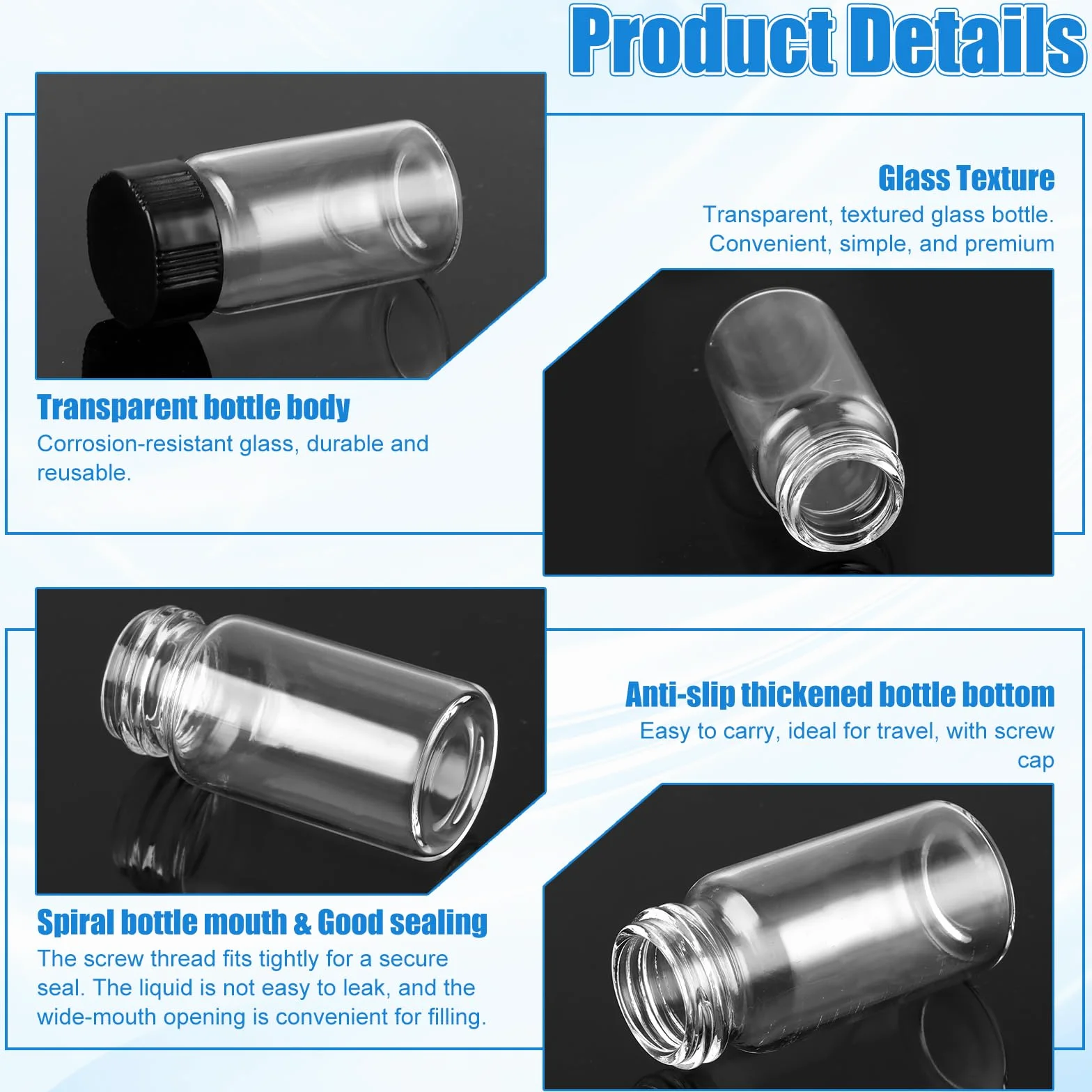 SHUESS 100 x 20 ml provette in vetro borosilicato con tappo a vite