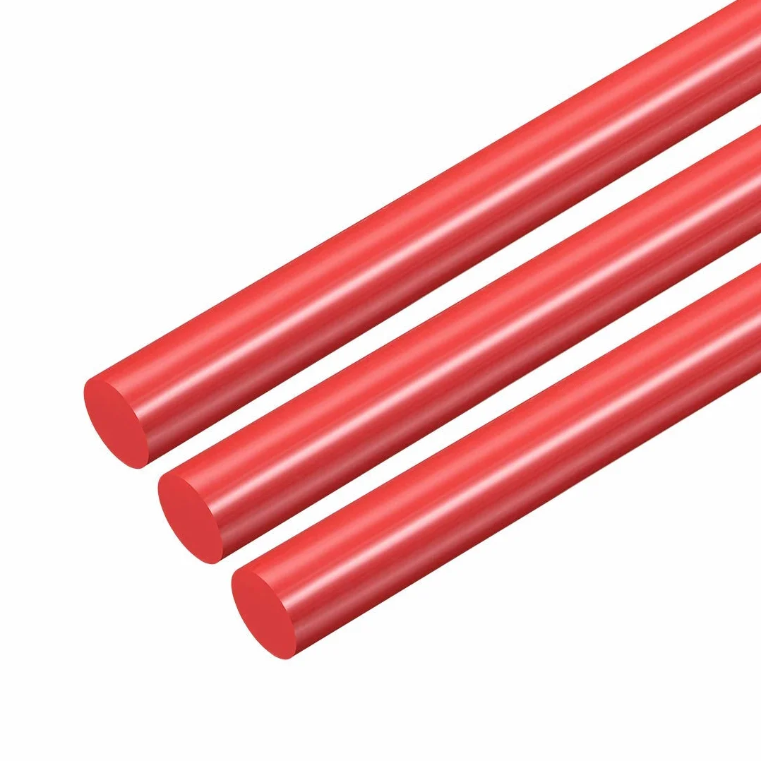 3 barrette rotonde in plastica da 3/8", diametro 20 cm, lunghezza rossa (POM), aste in poliossimetilene, ingegneria, barre rotonde in plastica
