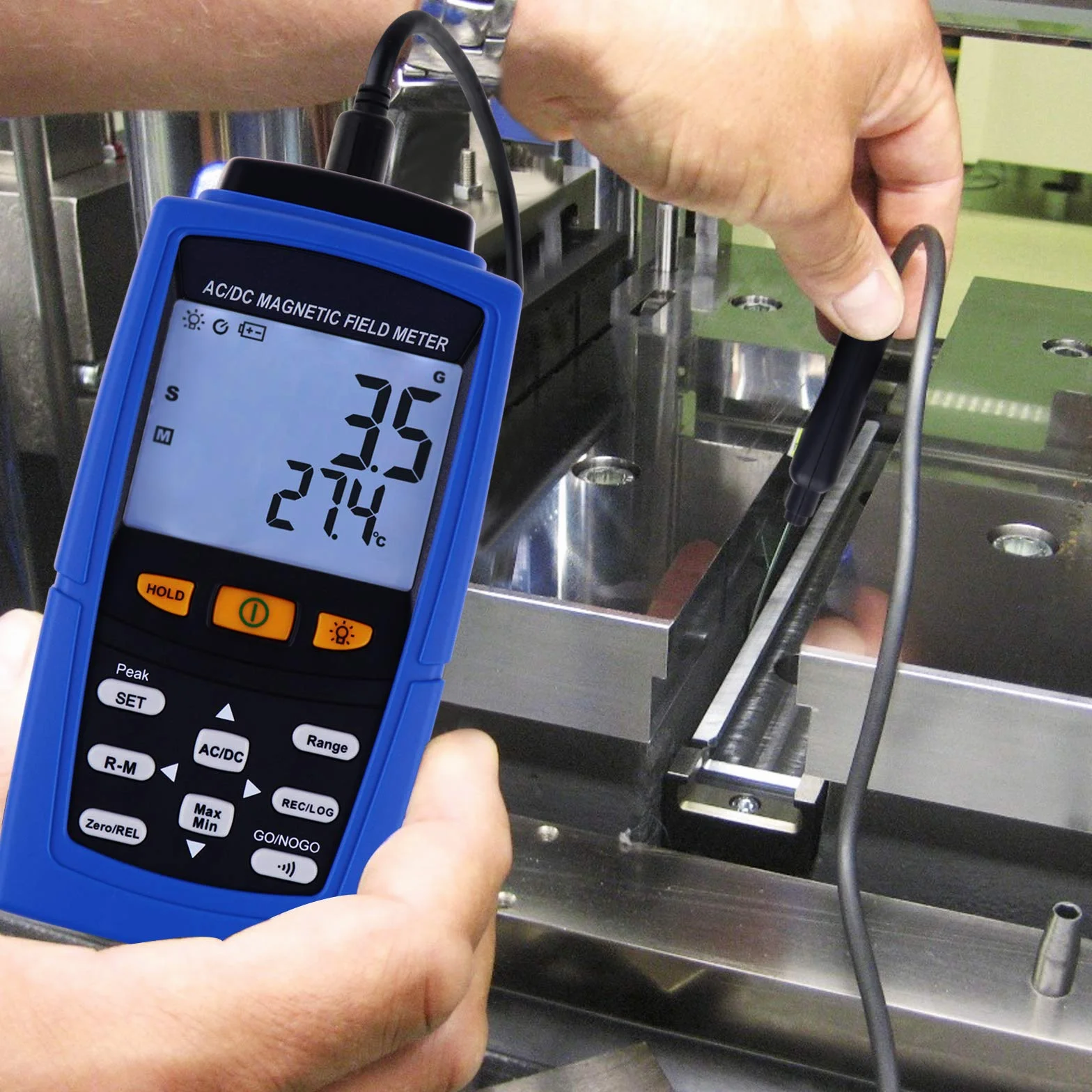 Professionale AC/DC Gaussmeter Magnetico Campo Forza Magnetometro 3000mT (30000G) Teslametro Auto/Manuale Registrazione Metro Tester