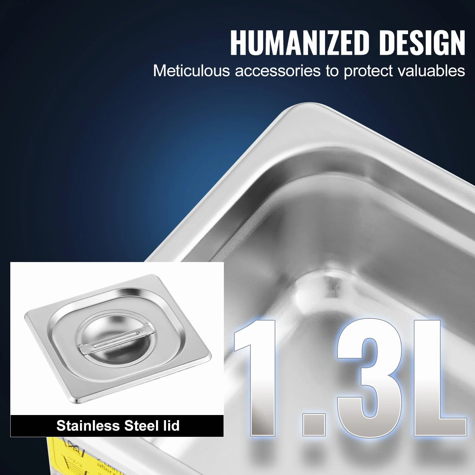 Pulitore ad Ultrasuoni 1.3L Macchina di Pulizia ad Ultrasuoni in Acciaio Inossidabile Timer Riscaldamento Digitale Pulizia di Gioielli per Uso Domestico Personale Commerciale