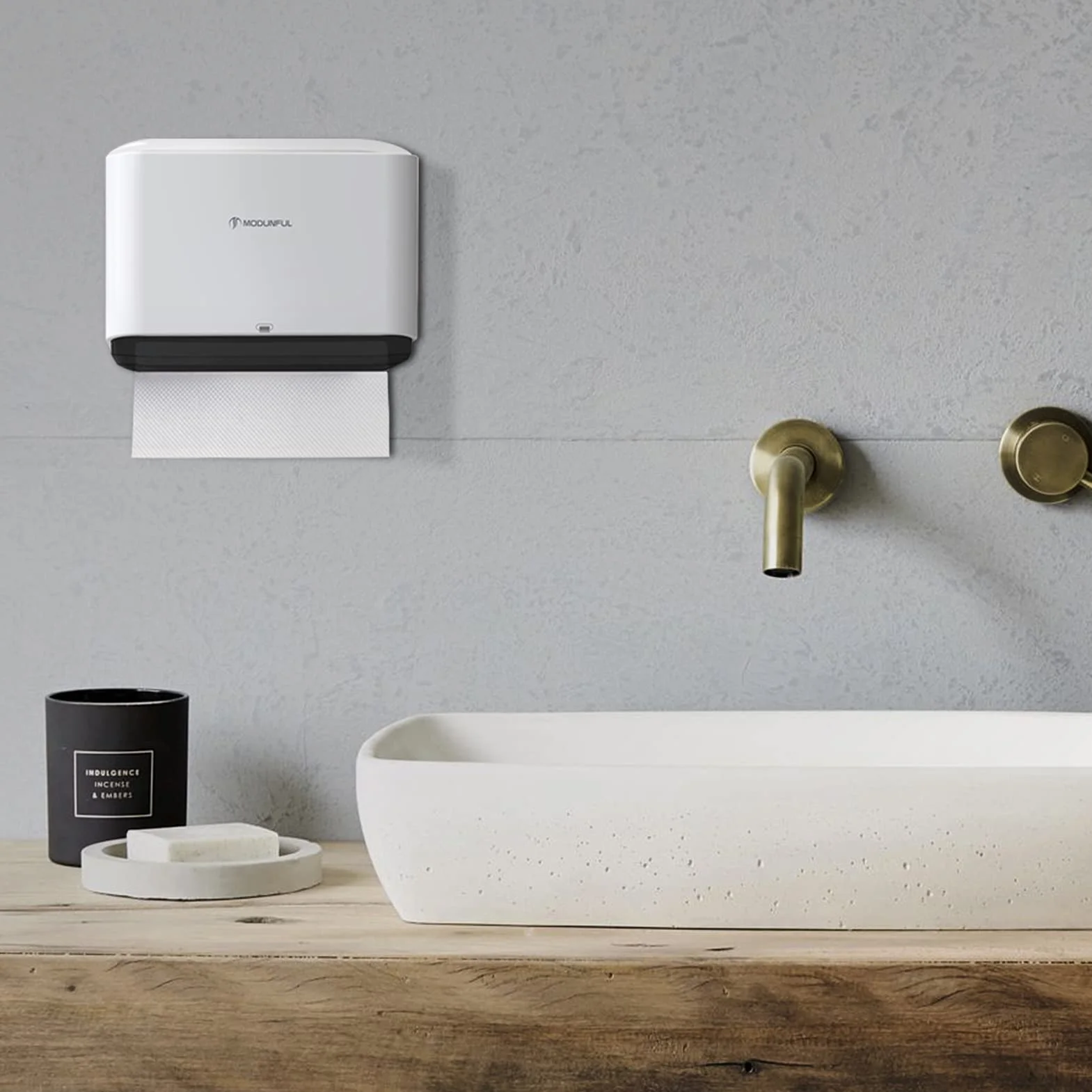 Dispenser Carta Asciugamani a Parete Commerciale, Salviette Bagno, Installazione Senza Fori, Bianco Spazzolato